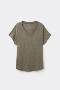 The Pure Linen リネン Vネック ショートスリーブ Tシャツ