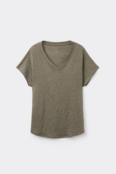 The Pure Linen リネン Vネック ショートスリーブ Tシャツ