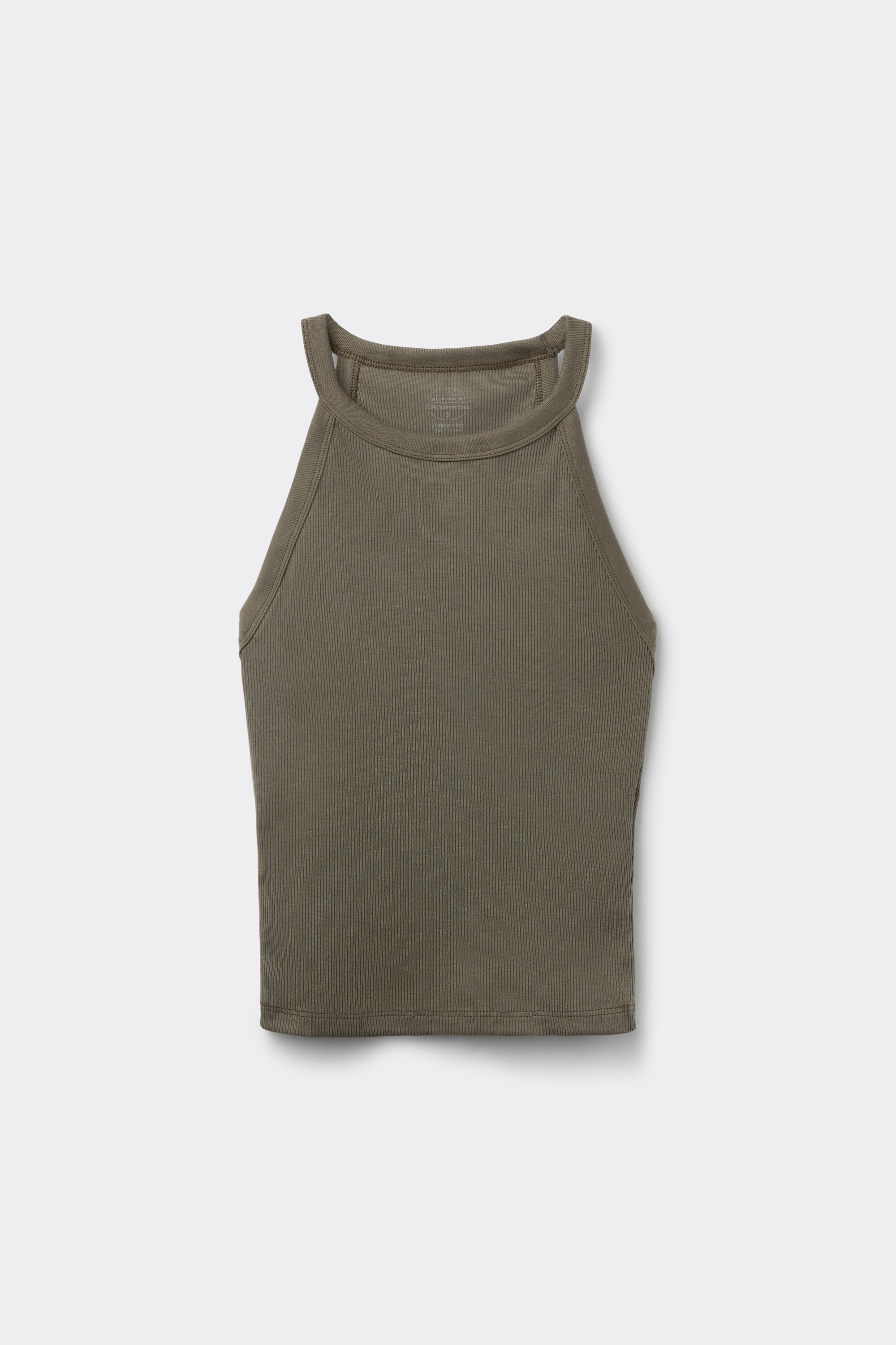 Crop Top a Costine in Cotone Superior