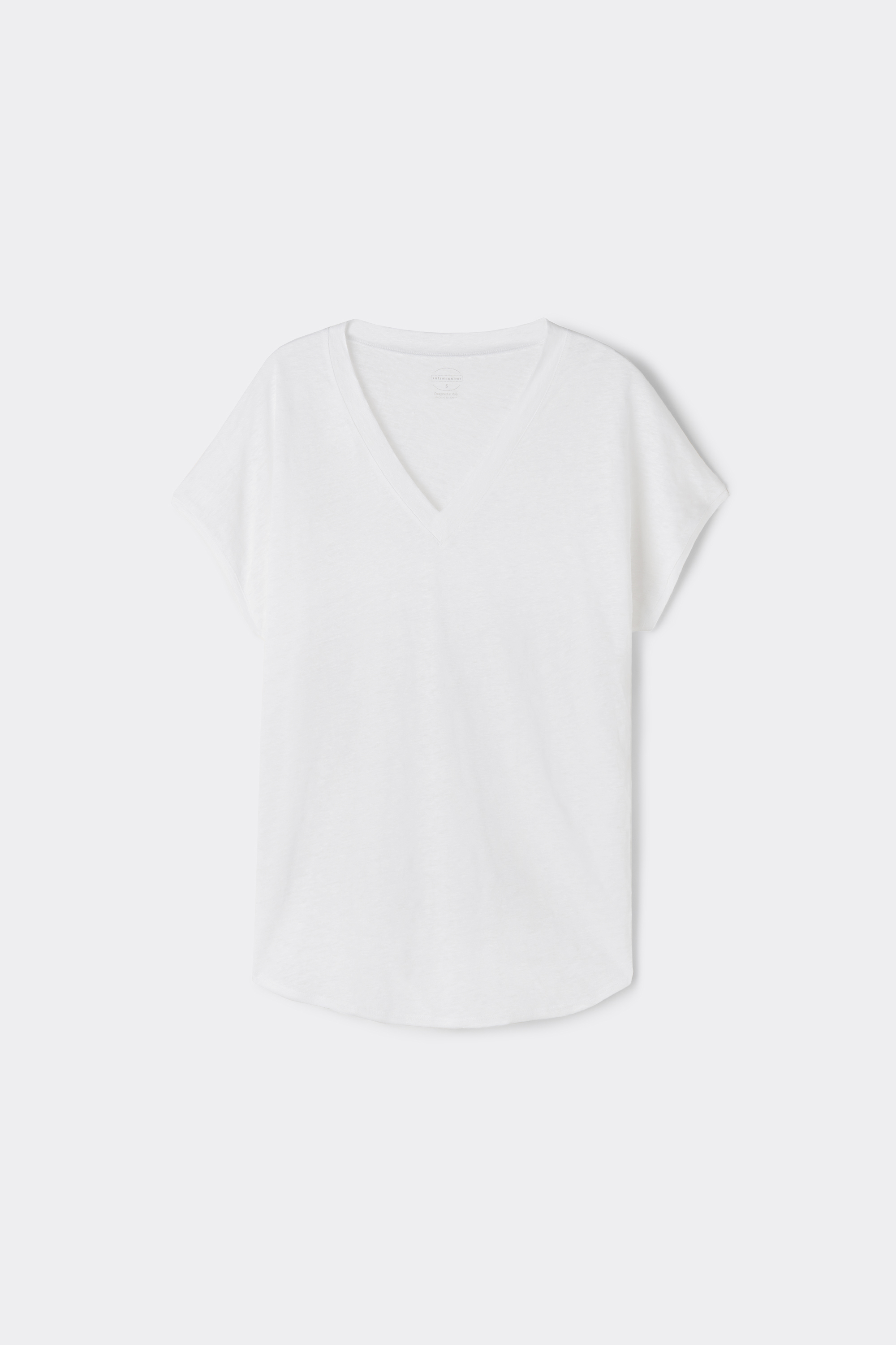 Maglia Manica Corta con Scollo a V in Lino The Pure Linen