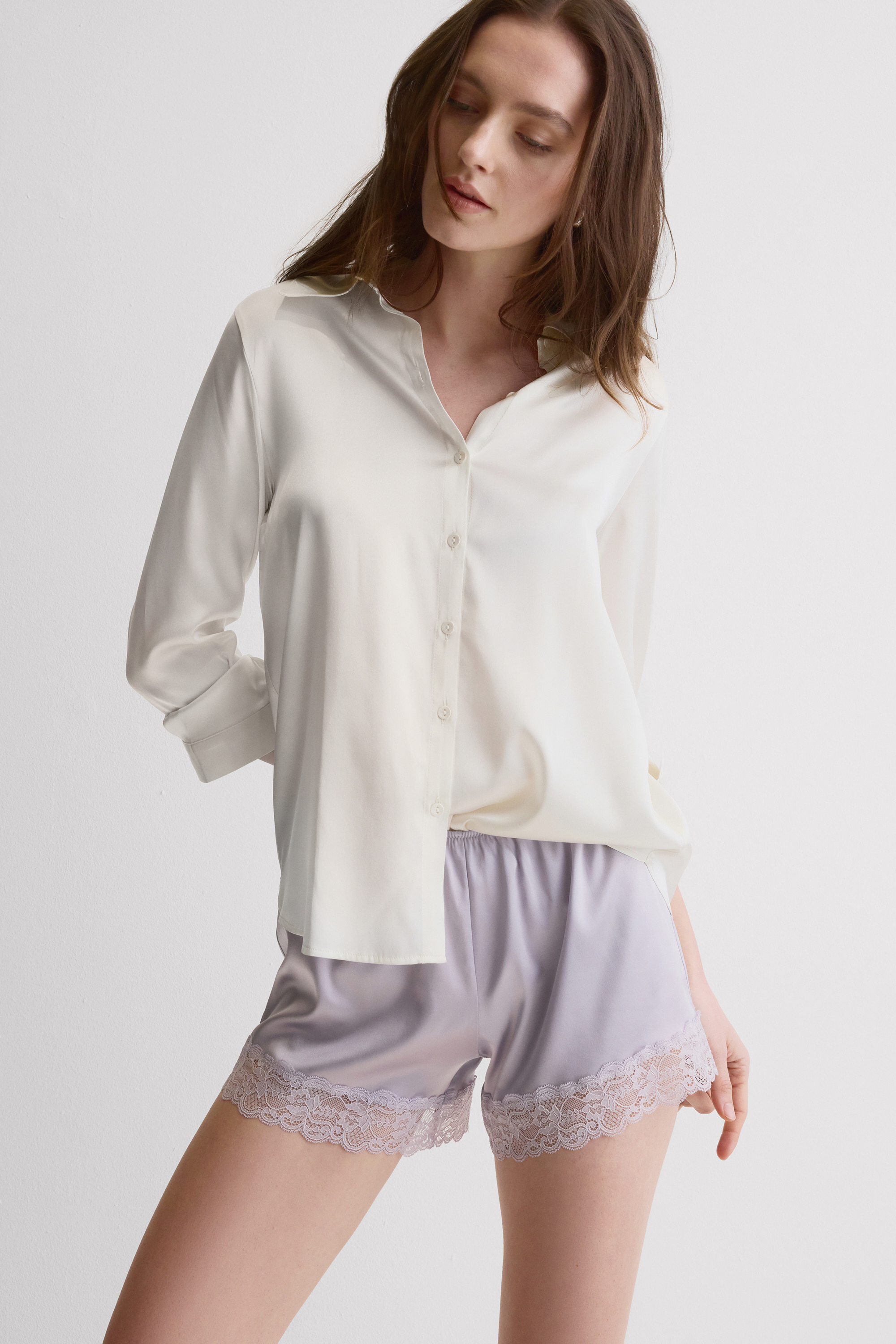 Pantaloncino in Seta con Pizzo