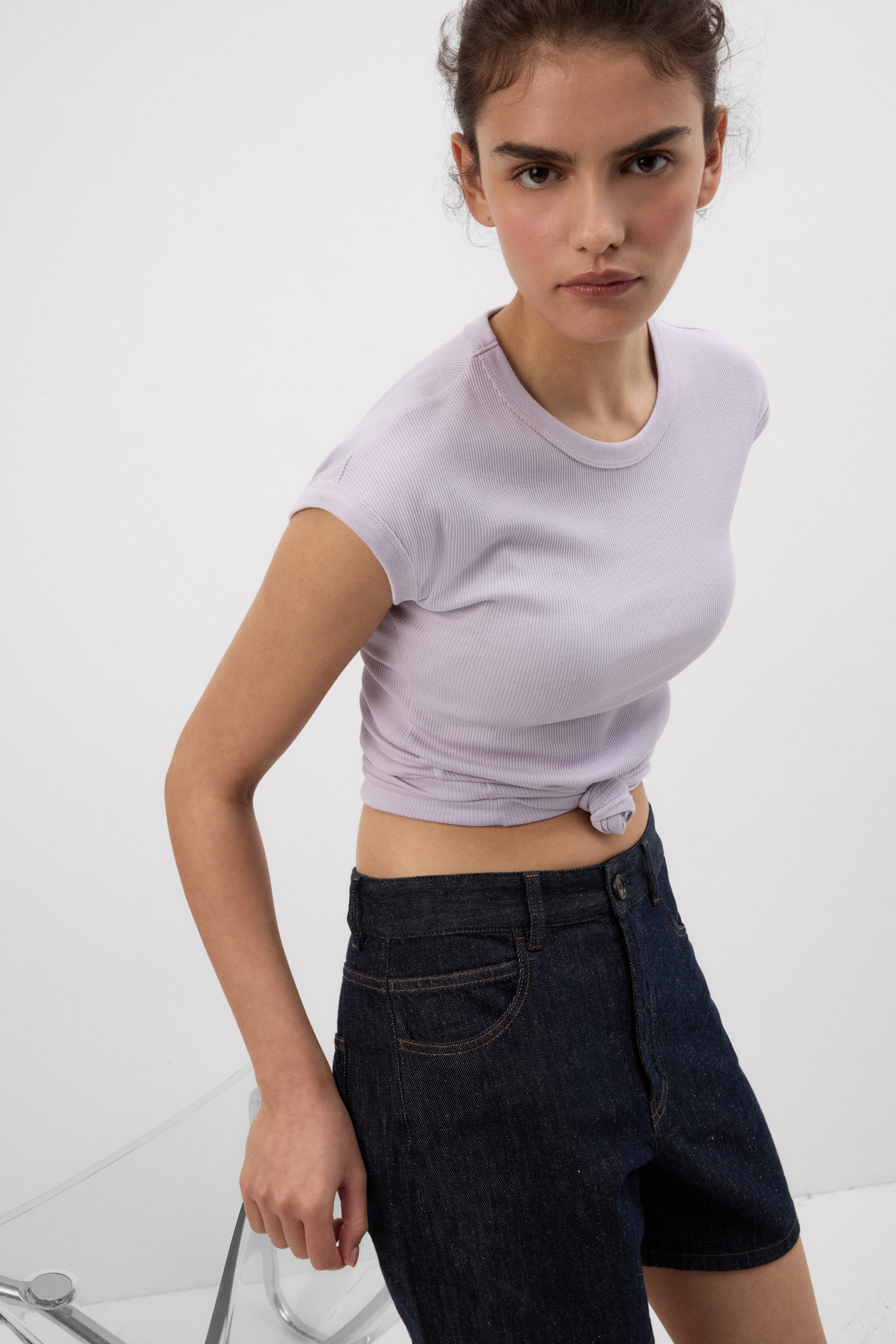 Maglia Manica Corta in Cotone Superior a Costine