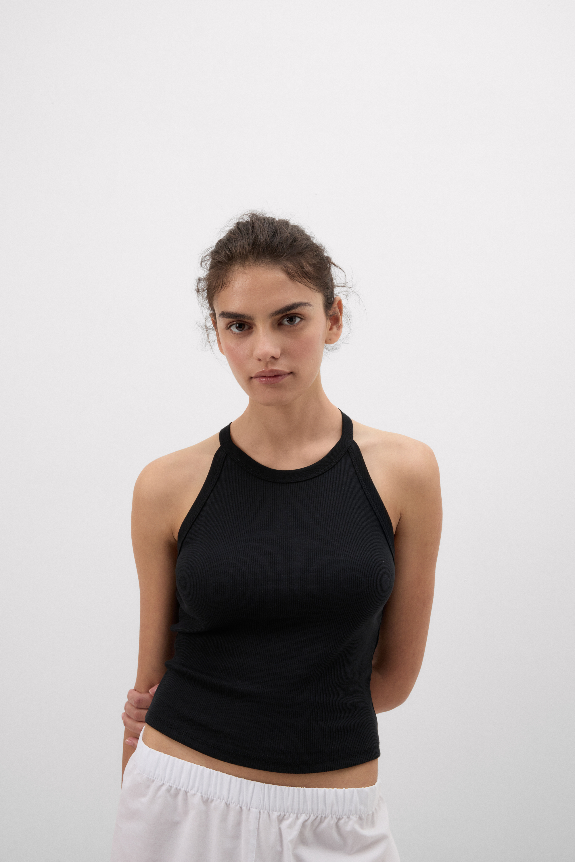 Crop Top a Costine in Cotone Superior