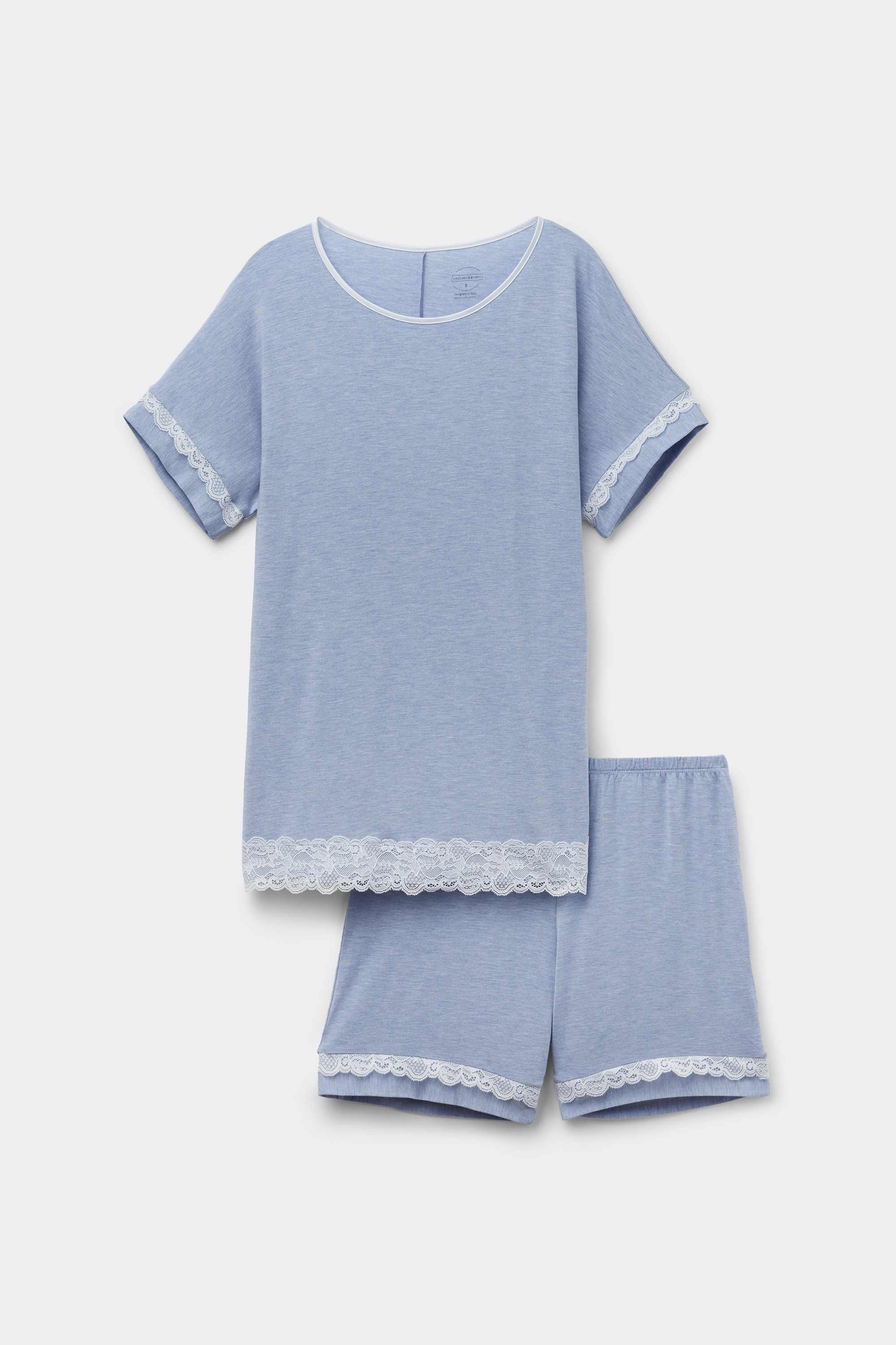Pigiama Corto in Modal con Pizzo