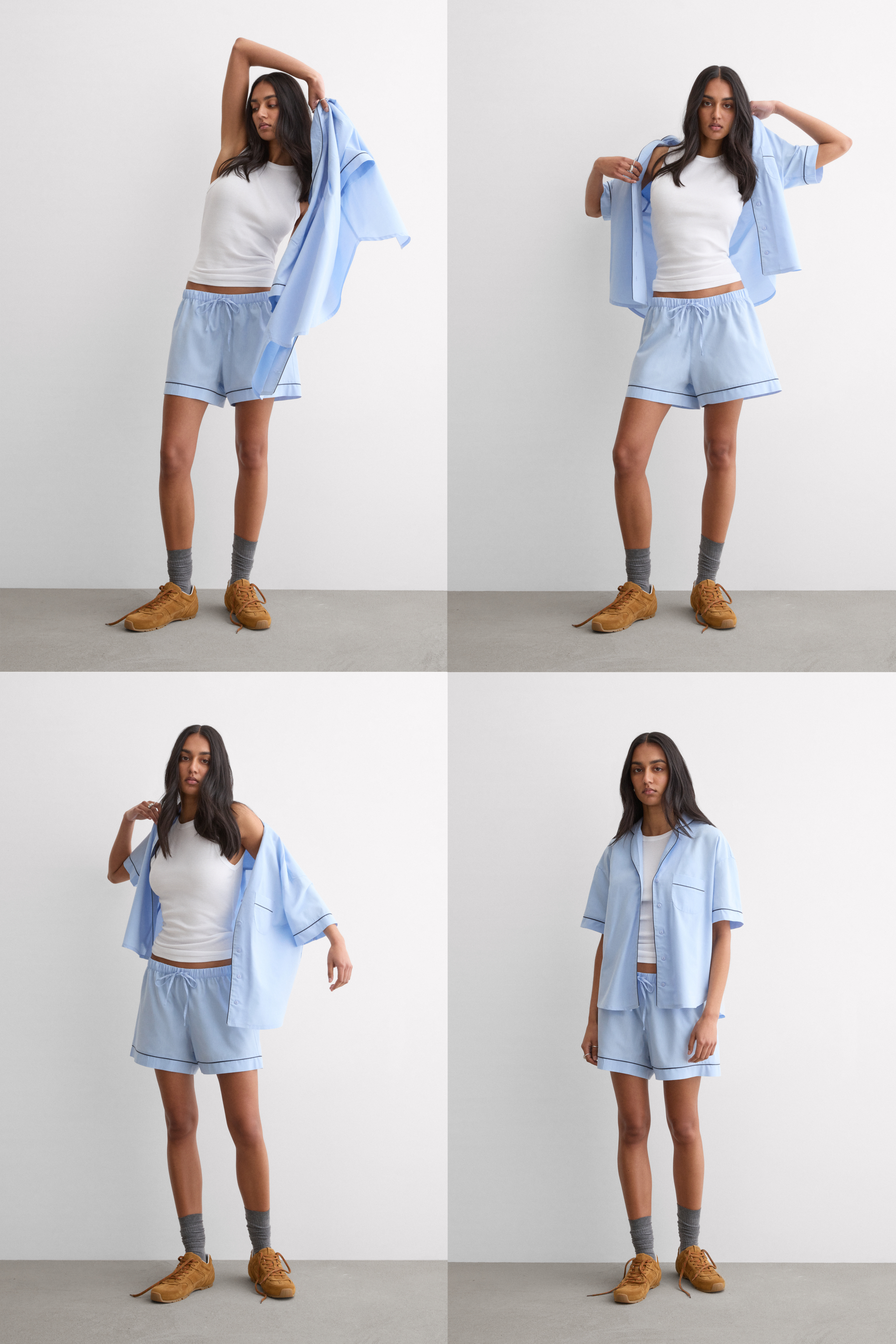 Pigiama Corto in Cotone e Modal Chambray NI