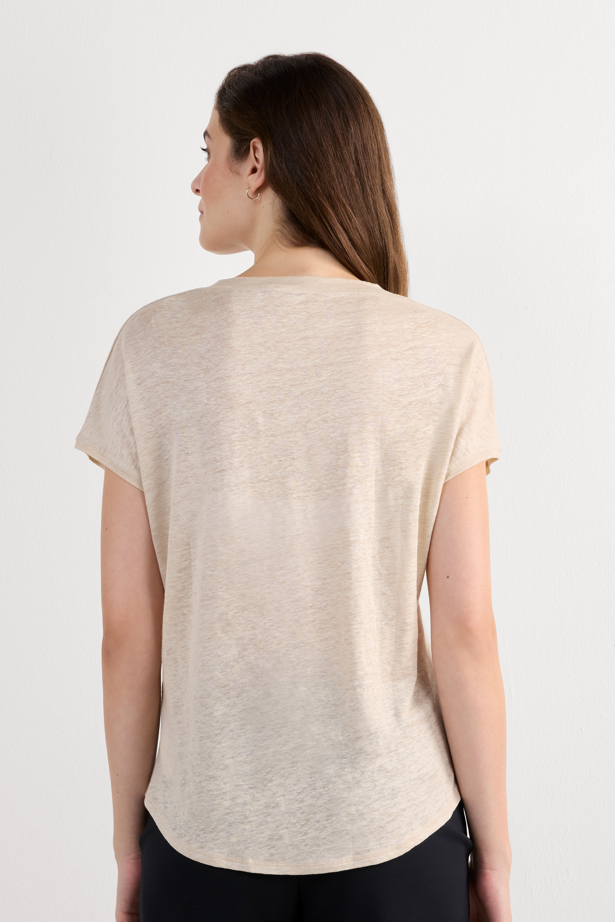 Maglia Manica Corta con Scollo a V in Lino The Pure Linen