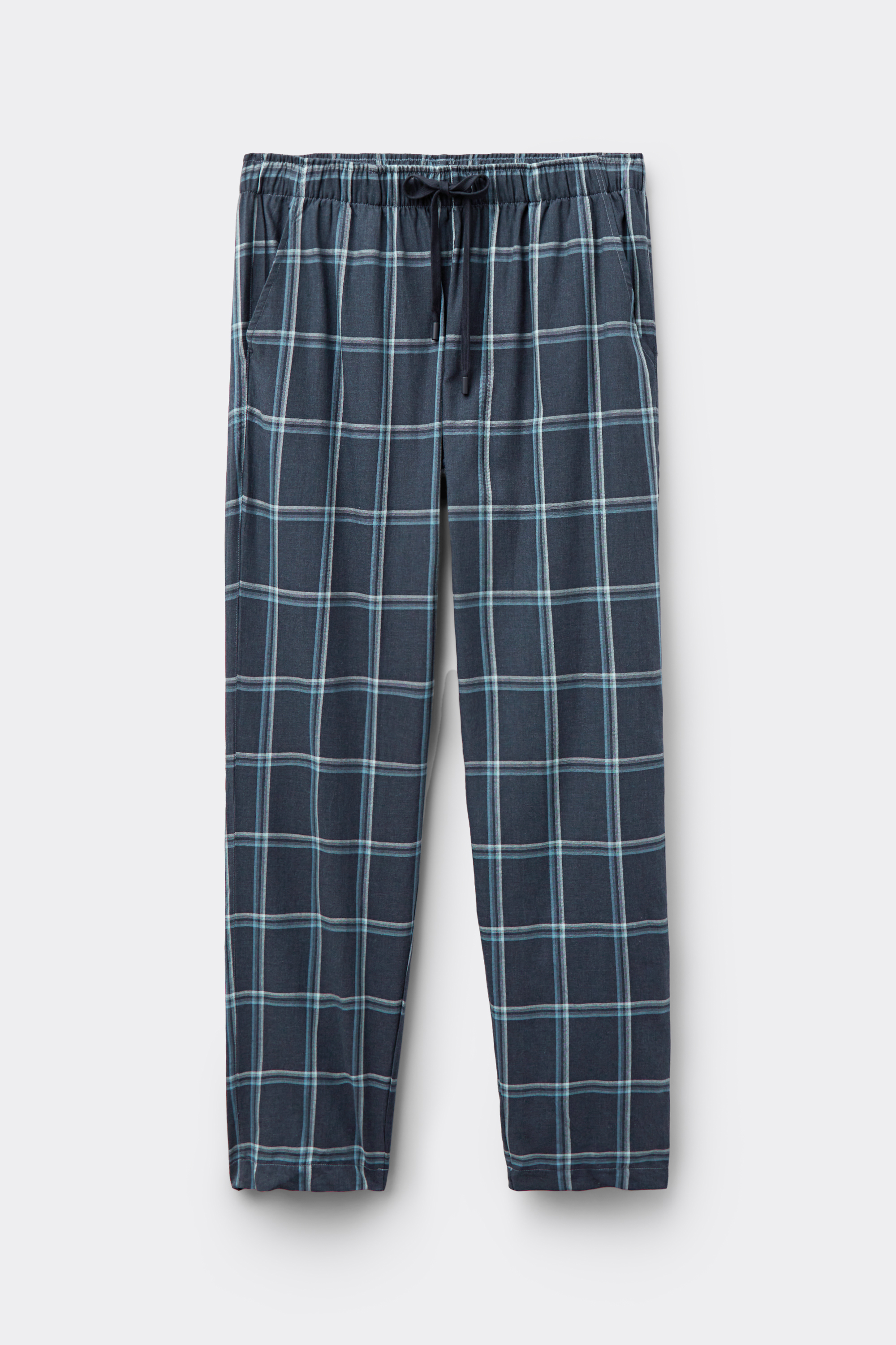 Pantalone Lungo in Tela Stampa Check Denim