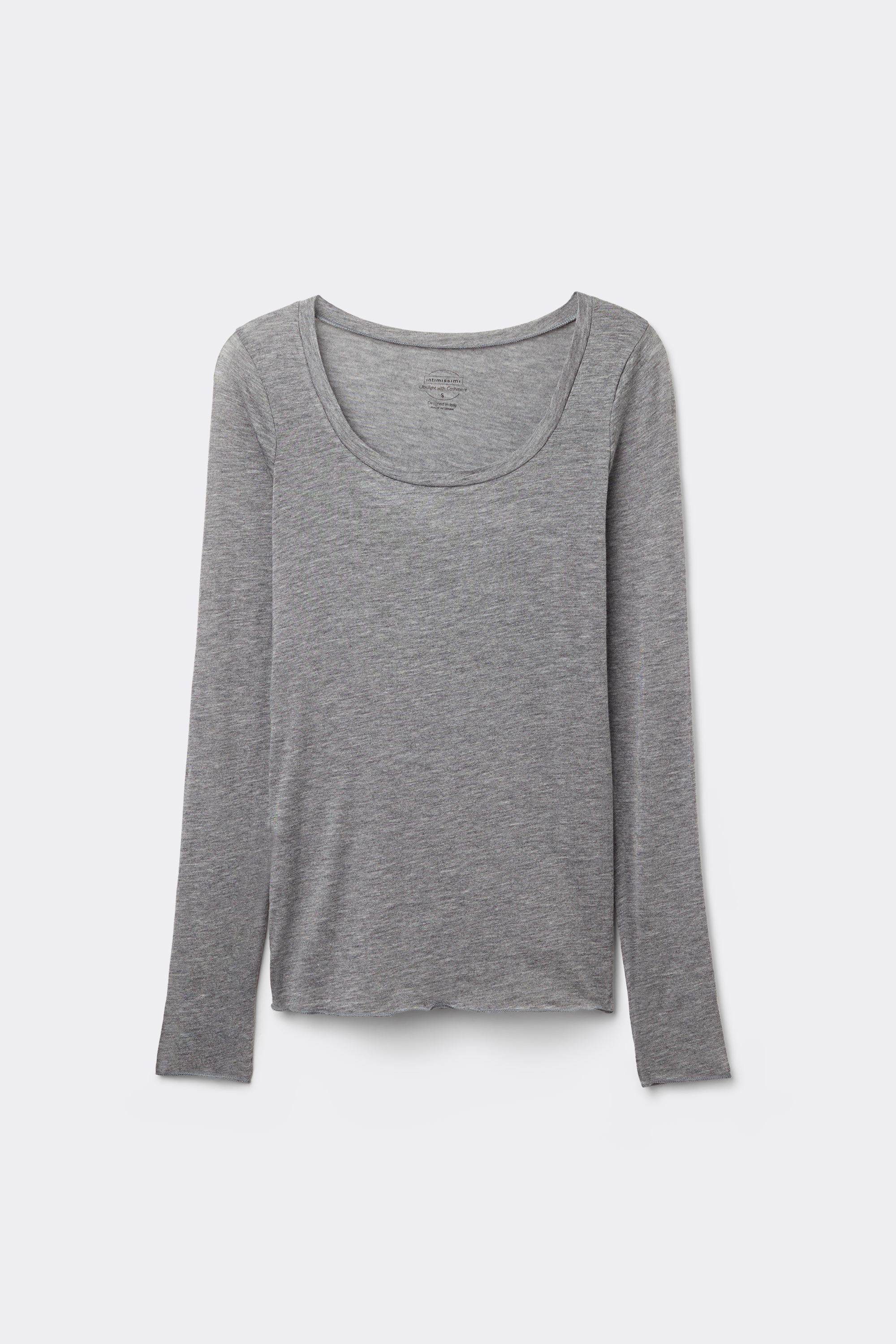 Maglia Manica Lunga Modal Ultralight con Cashmere Scollo Madonna