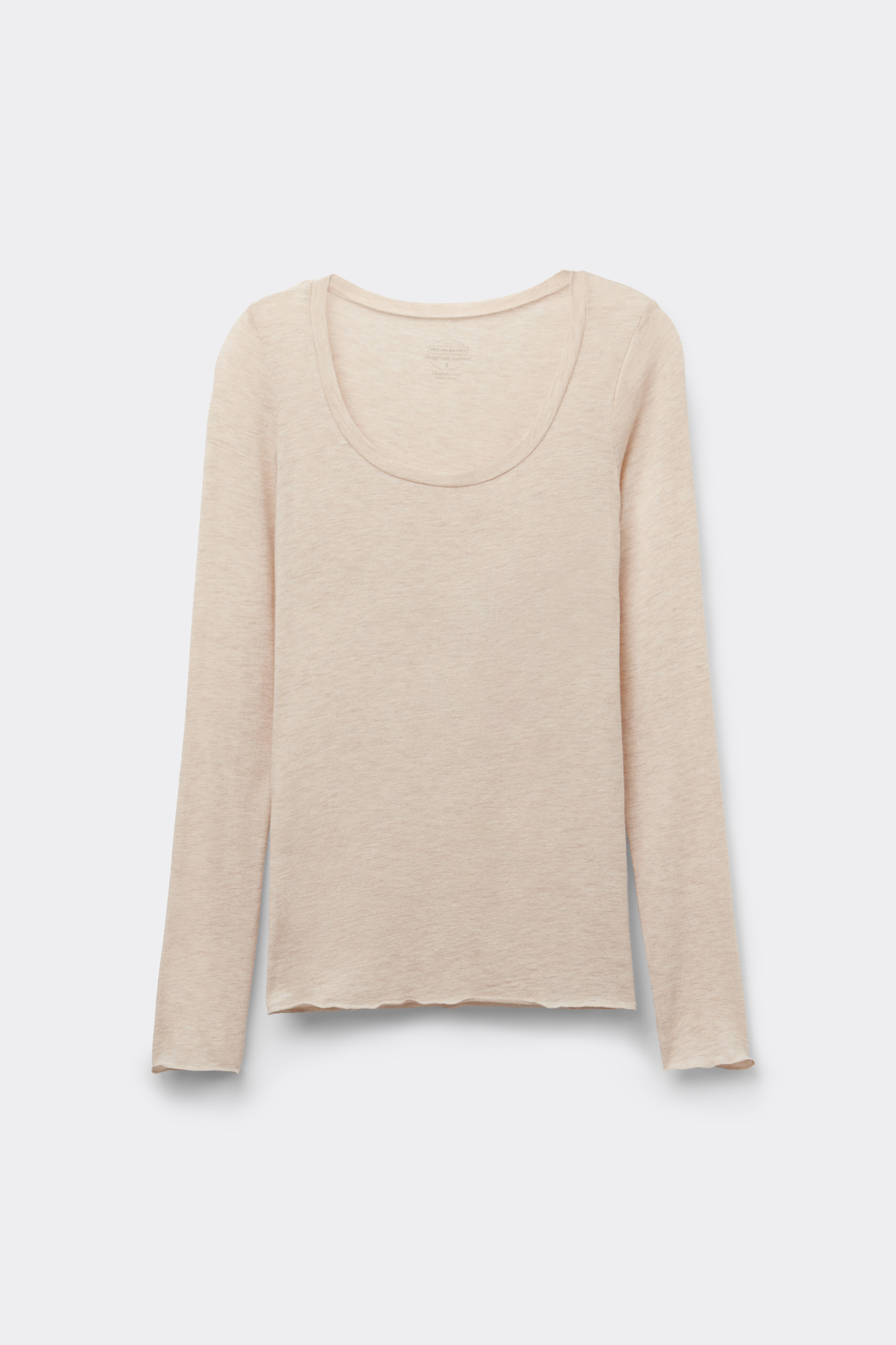 Maglia Manica Lunga Modal Ultralight con Cashmere Scollo Madonna