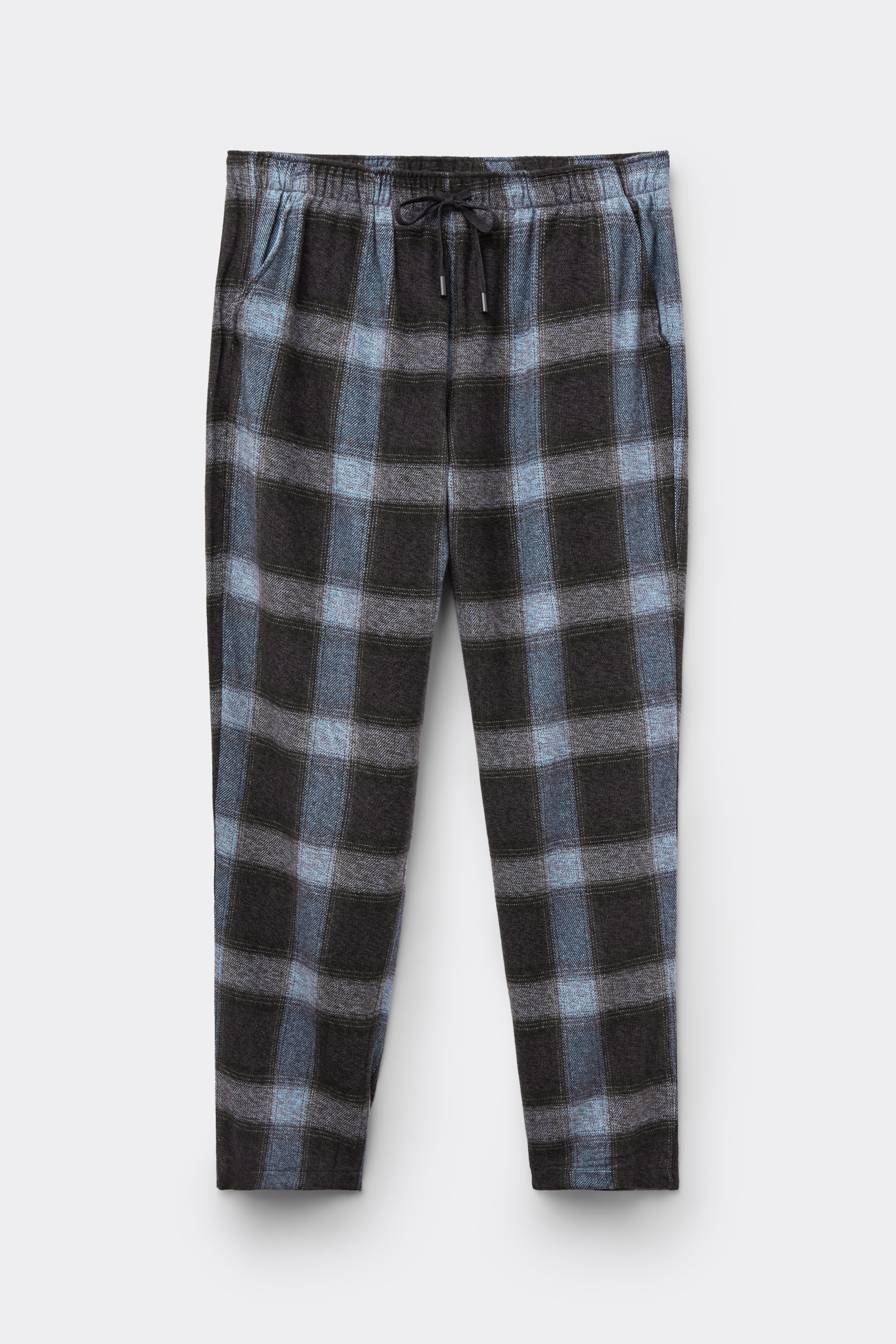 Pantaloni Lunghi in Maglia Stampa Check Blu