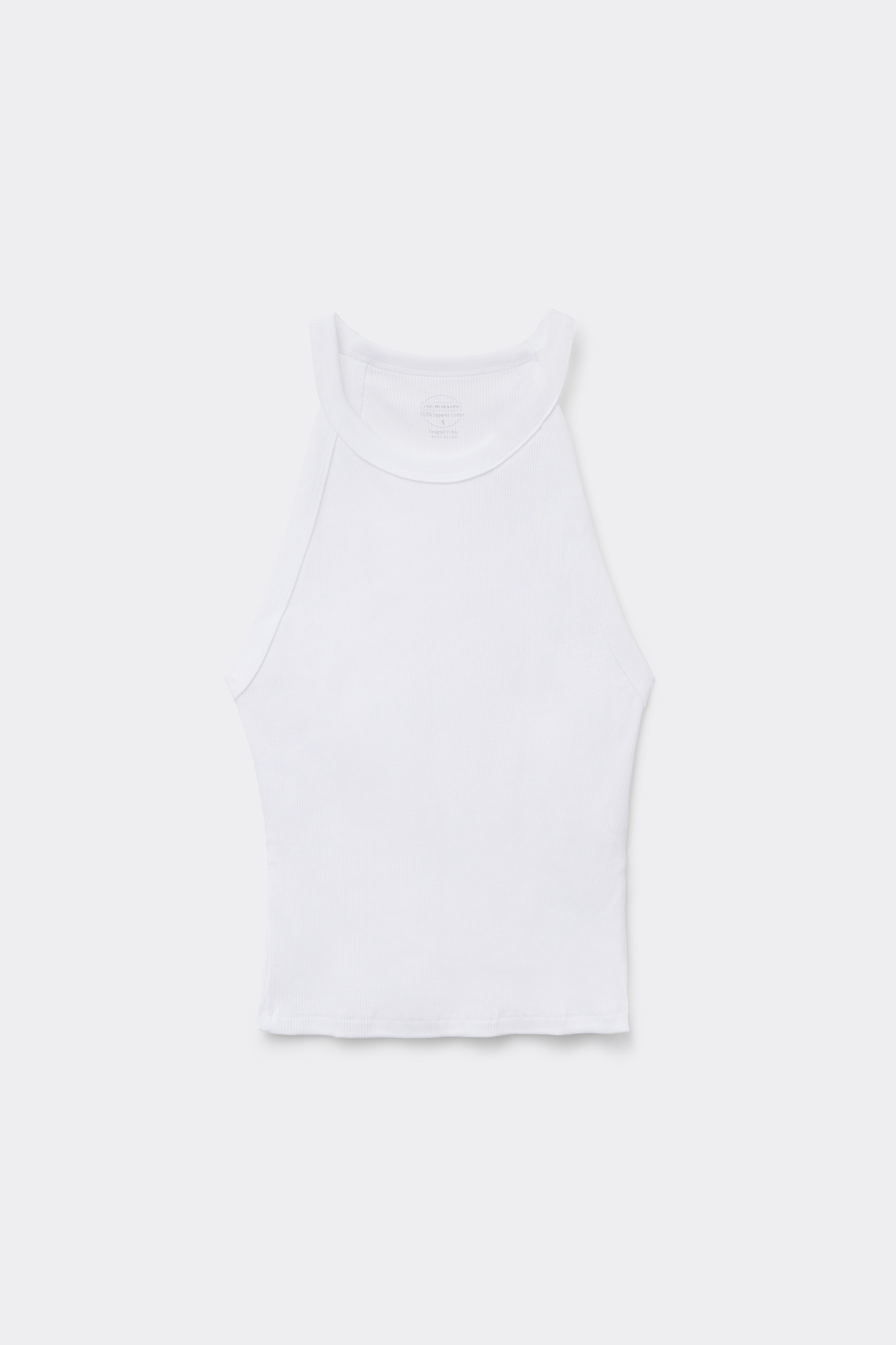 Crop Top a Costine in Cotone Superior