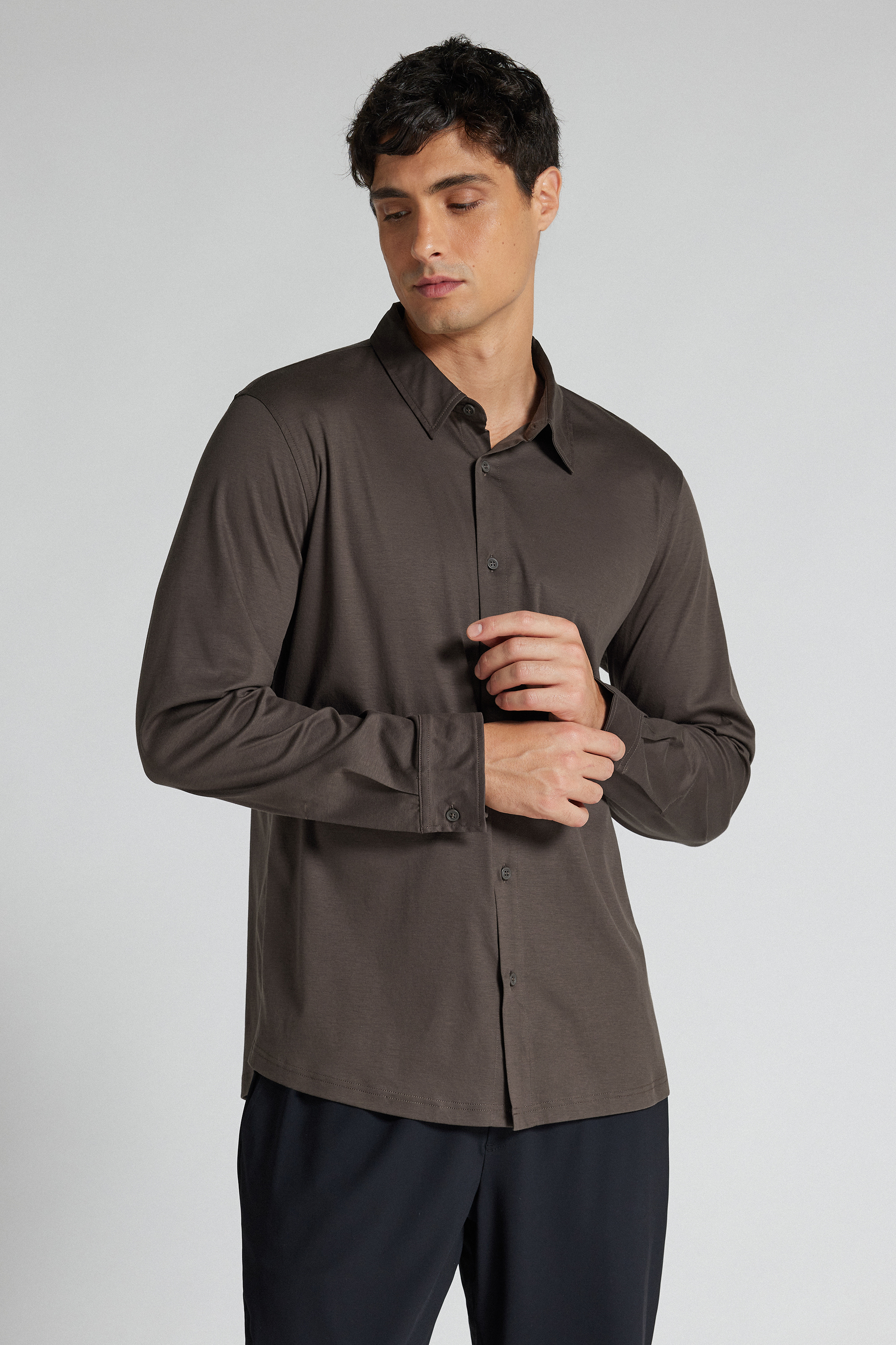 Camicia in Cotone Mercerizzato Superlight Manica Lunga filo Premium
