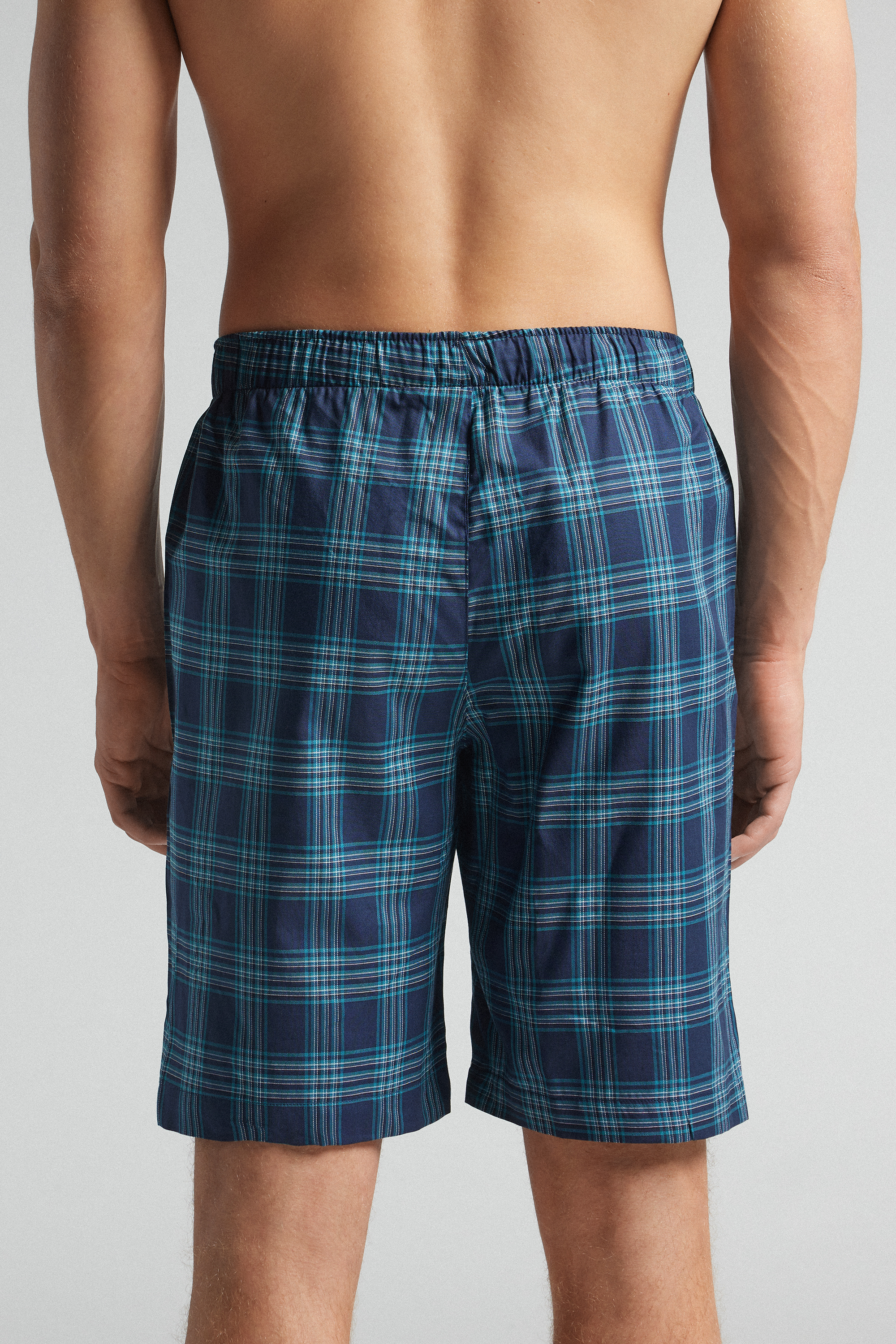 Pantalone Corto in Tela Stampa Check