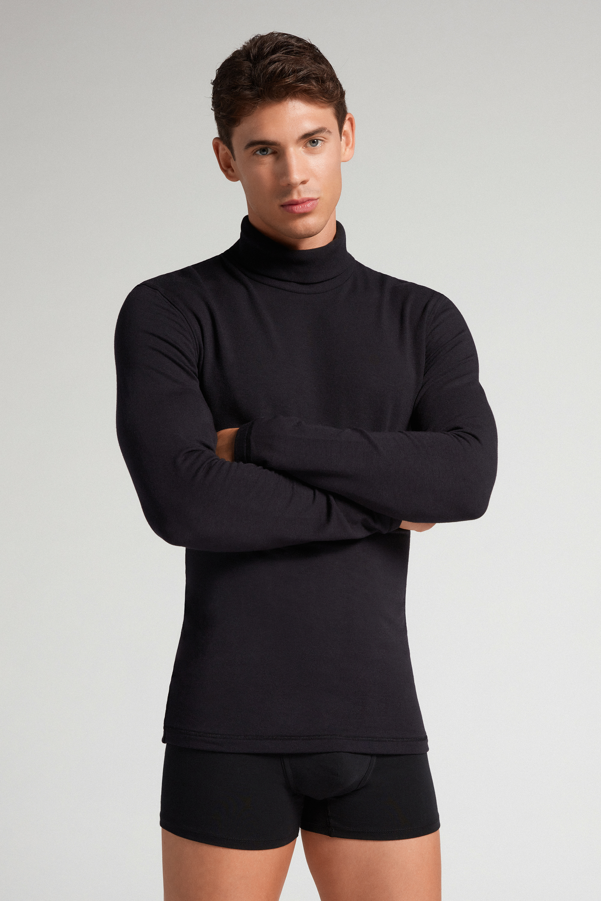 Maglia a Manica Lunga in Modal Cashmere Collo Alto