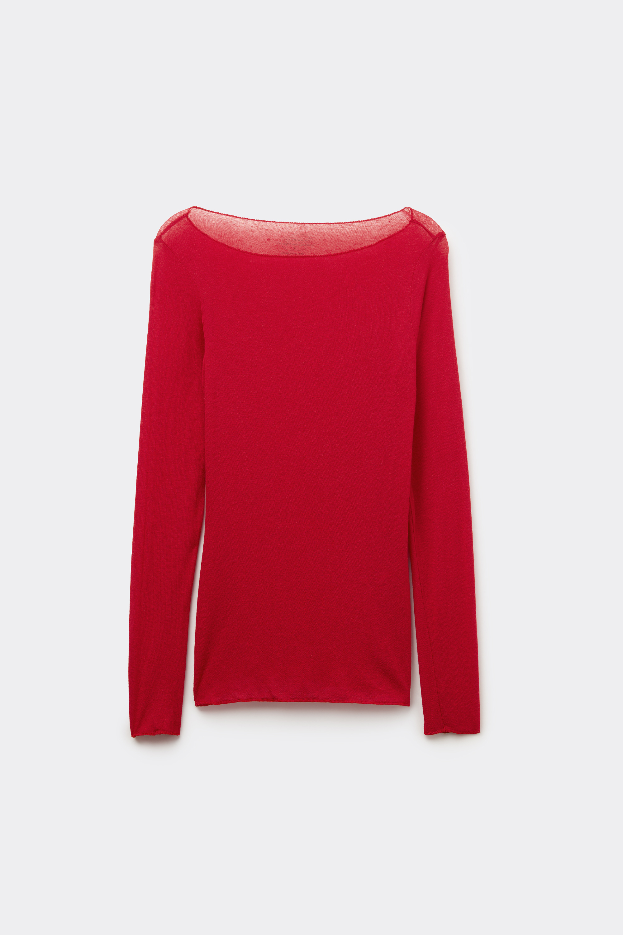 Maglia Manica Lunga Ultralight con Cashmere e Scollo a Barchetta