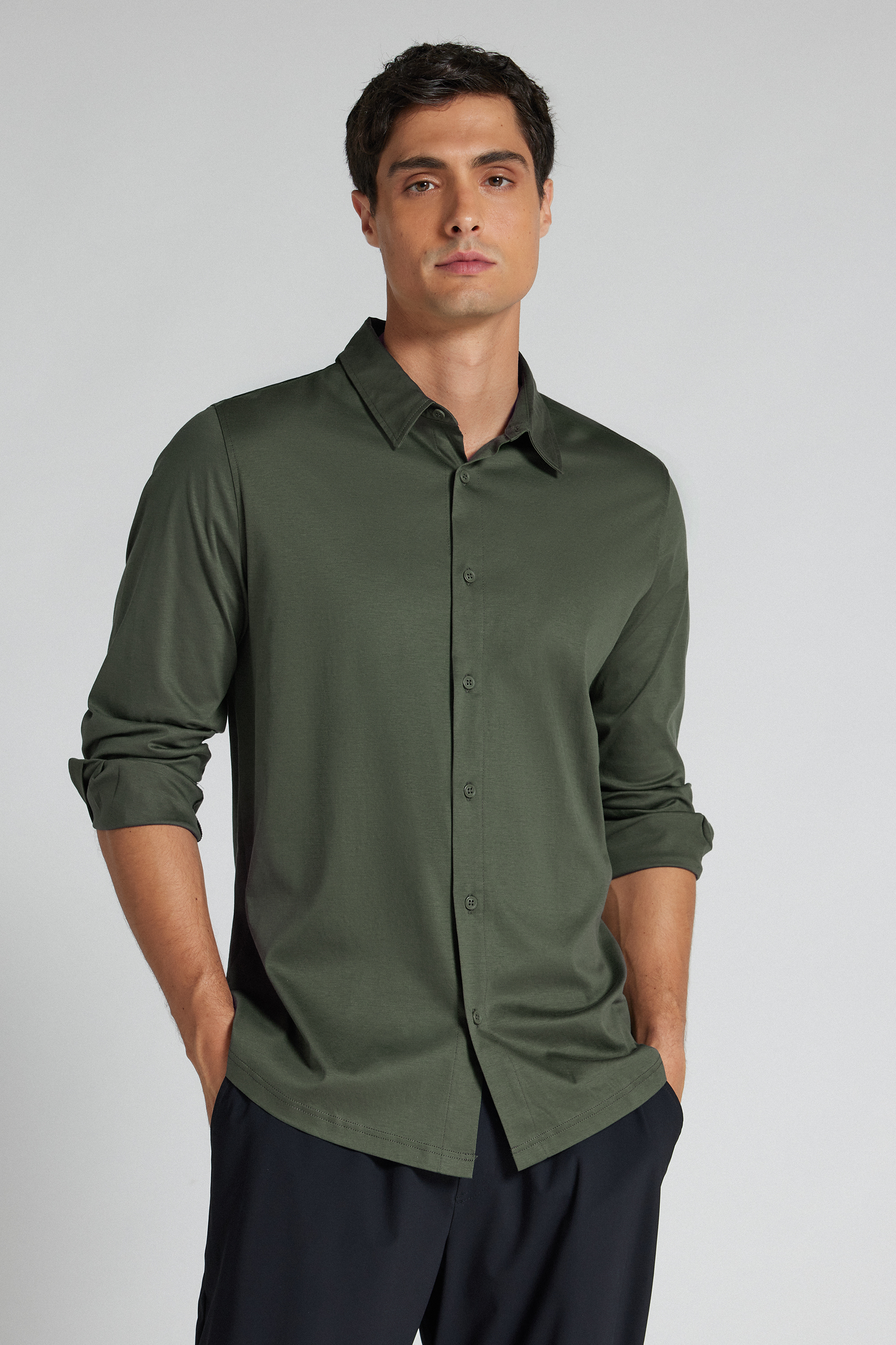 Camicia in Cotone Mercerizzato Superlight Manica Lunga filo Premium