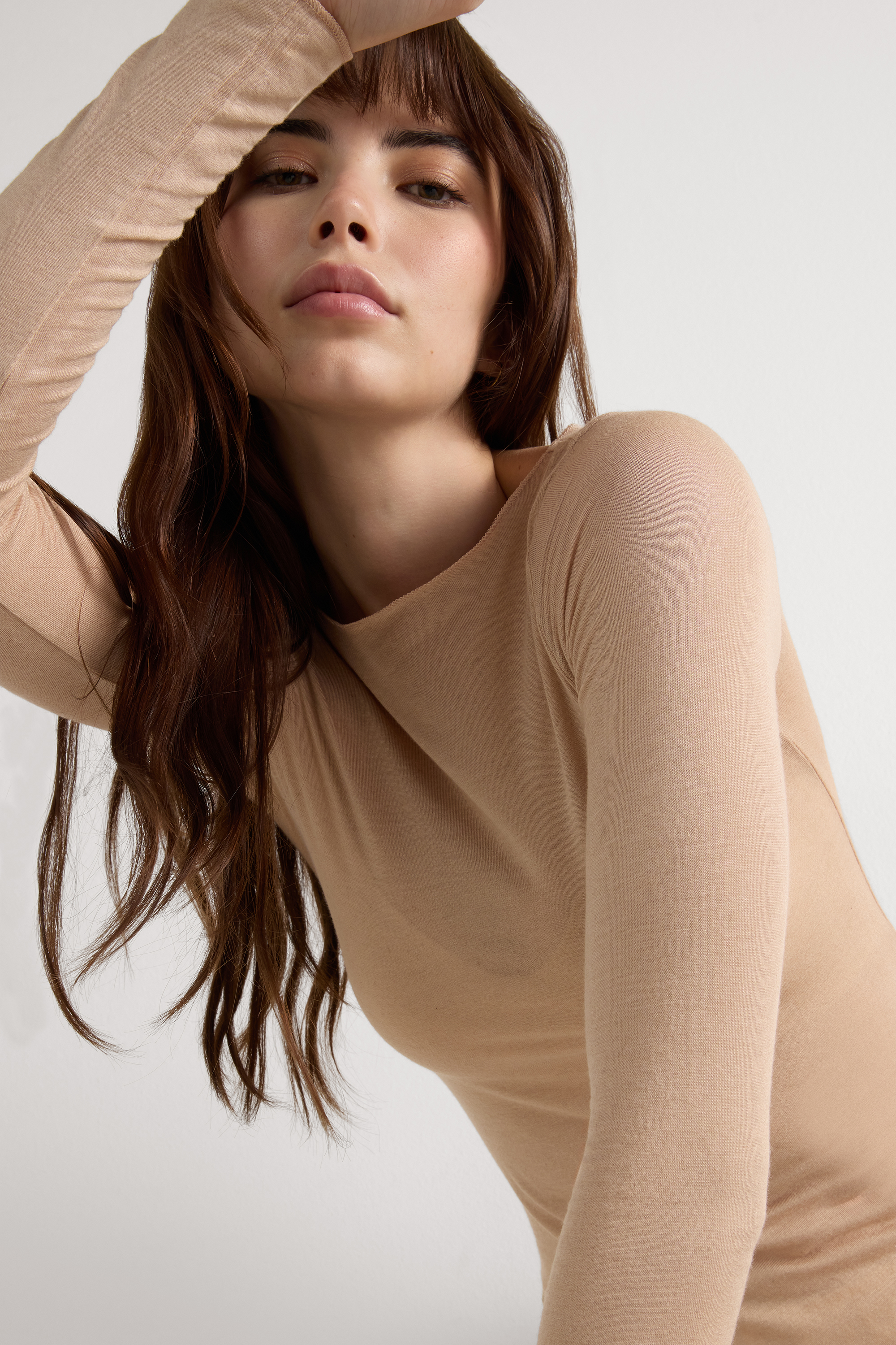 Maglia Manica Lunga Ultralight con Cashmere e Scollo a Barchetta