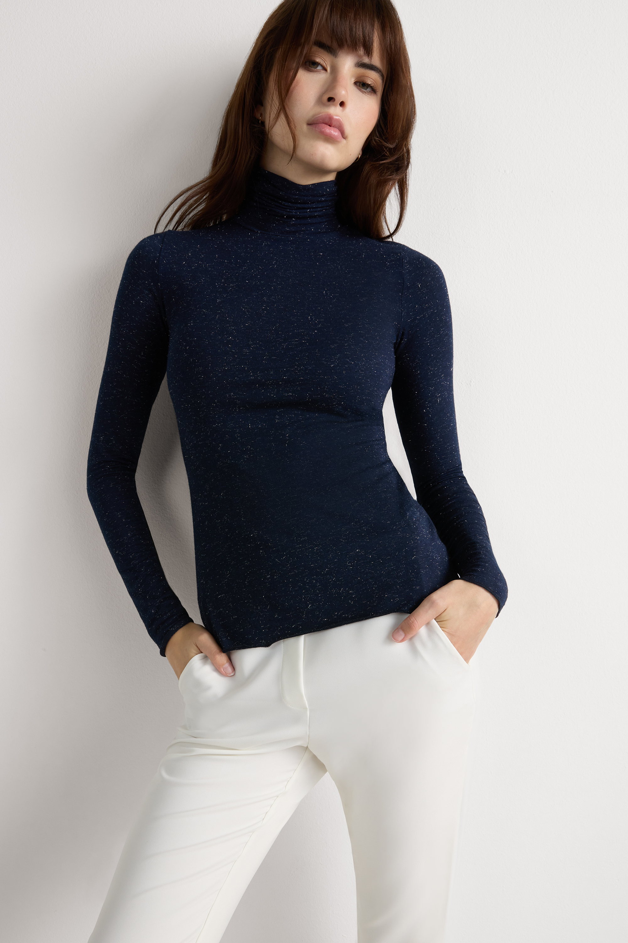 Maglia Collo Alto in Modal Light con Cashmere Lam&egrave;