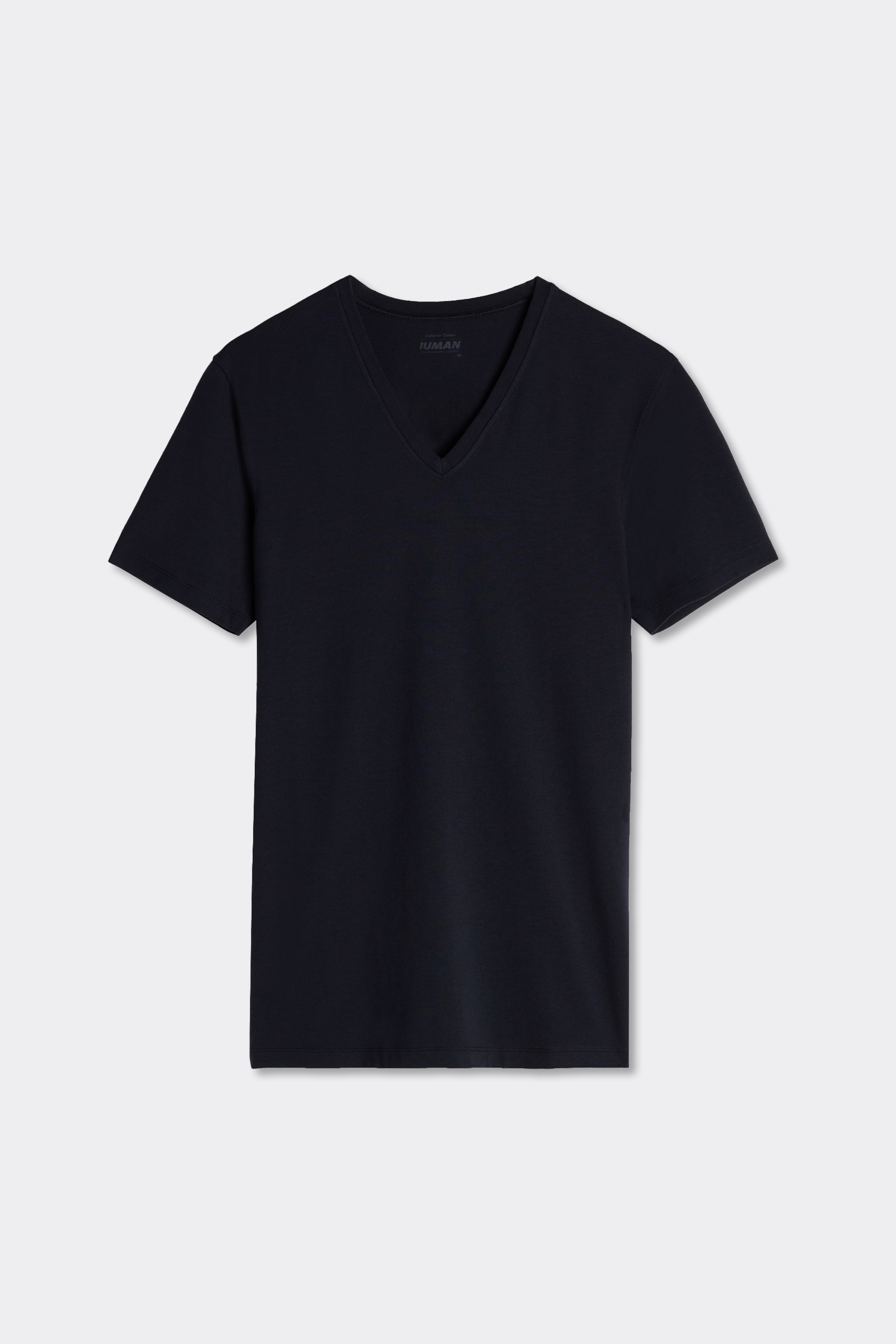 T-shirt con Scollo a V in Cotone Superior Elasticizzato