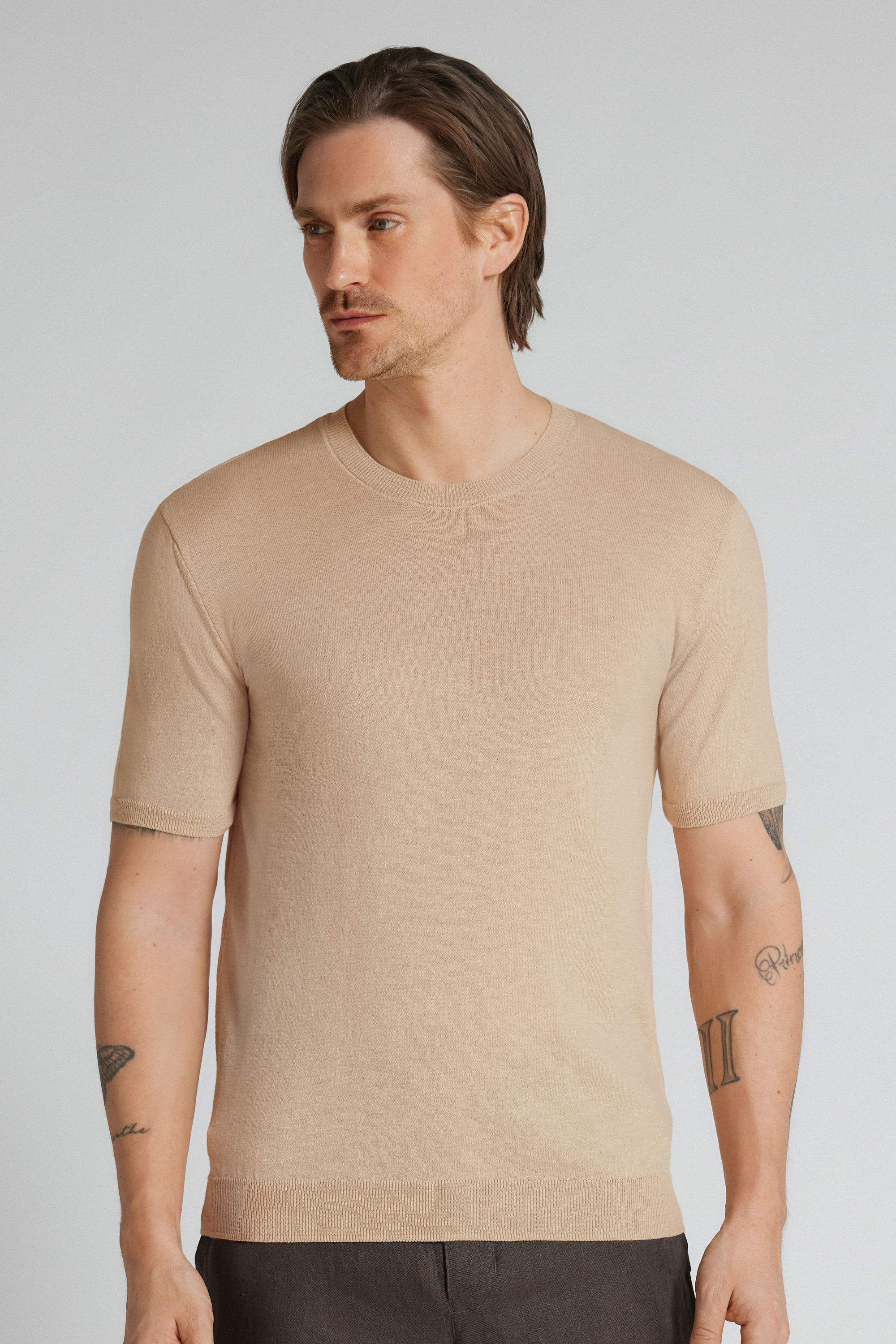 T-shirt in Maglia di Cotone Fiammato