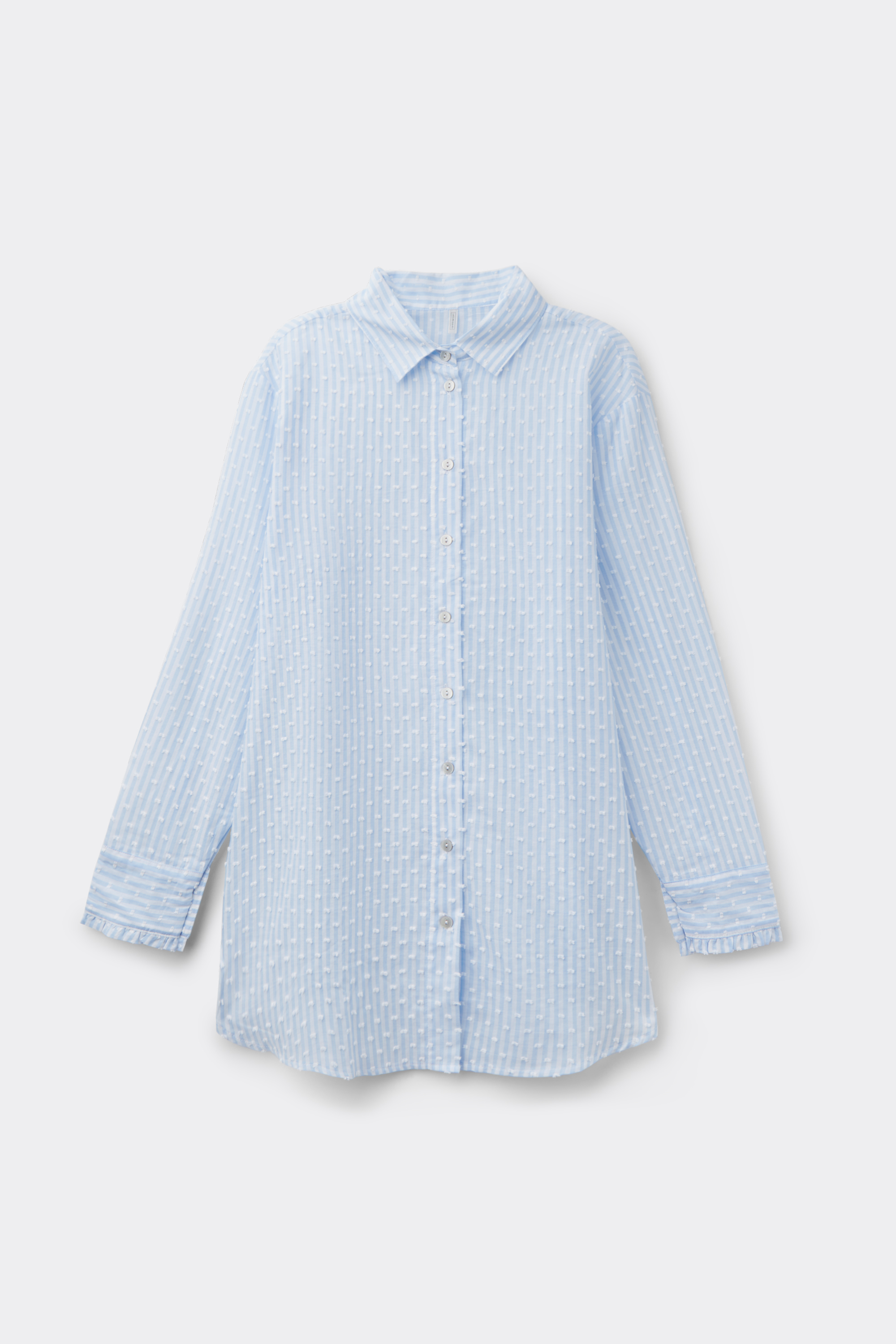 Camicia in Tela di Cotone Plumetis Romantic Stripes