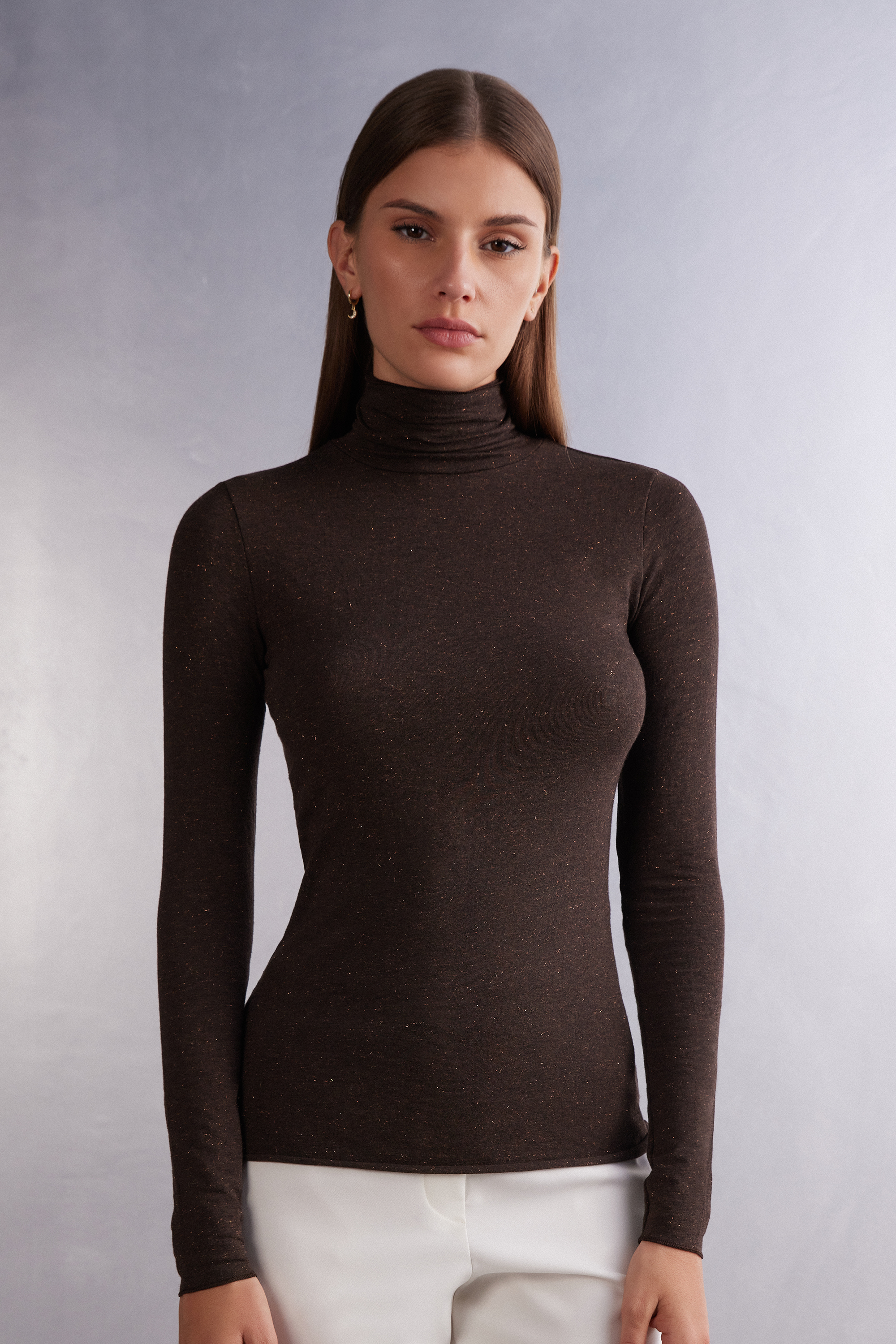 Maglia Collo Alto in Modal Light con Cashmere Lam&egrave;