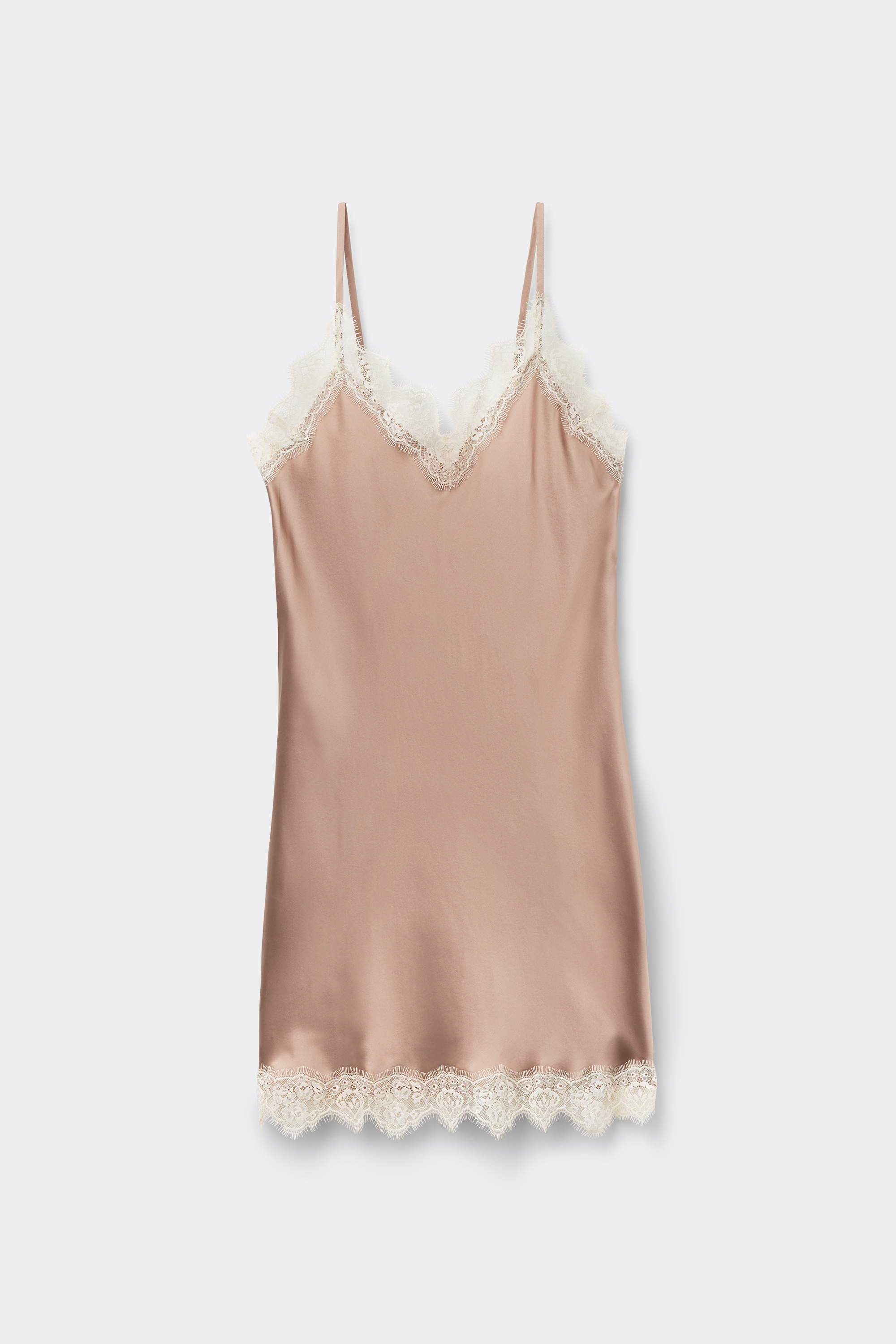 Sottoveste in Seta con Pizzo a Contrasto