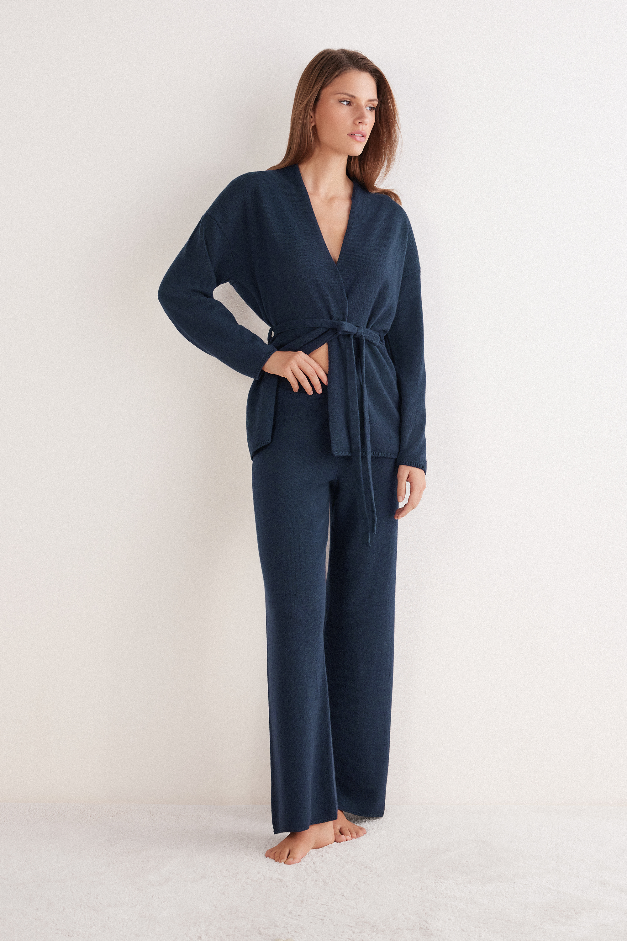 Pantaloni Lunghi a Palazzo 100% Cashmere