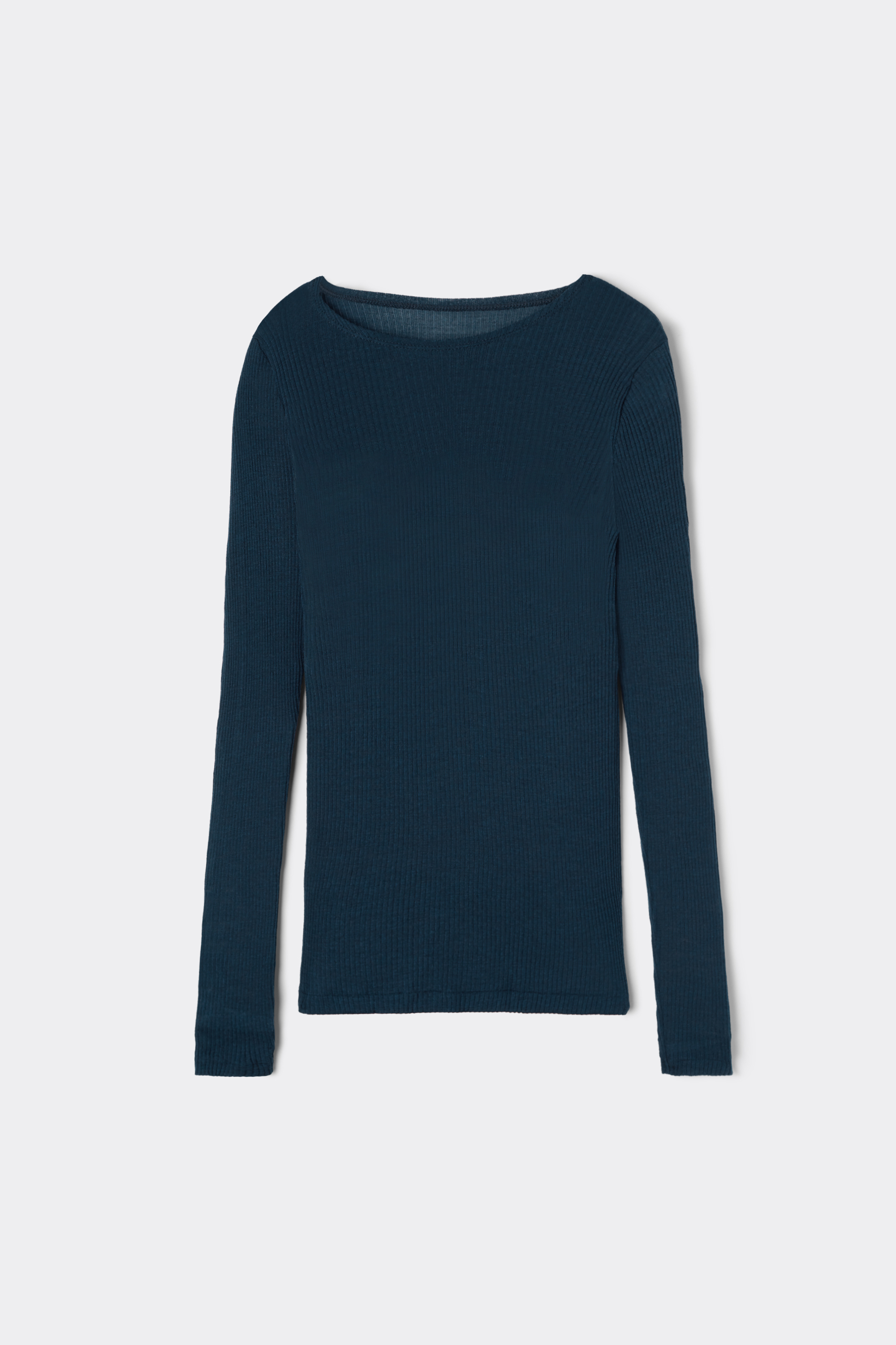Maglia Manica Lunga a Girocollo Ampio in Lana e Seta