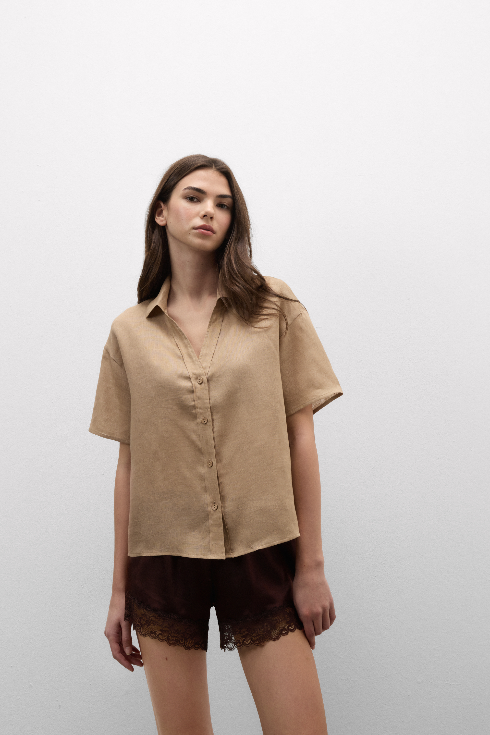 Camicia Manica Corta in Tela di Lino The Pure Linen