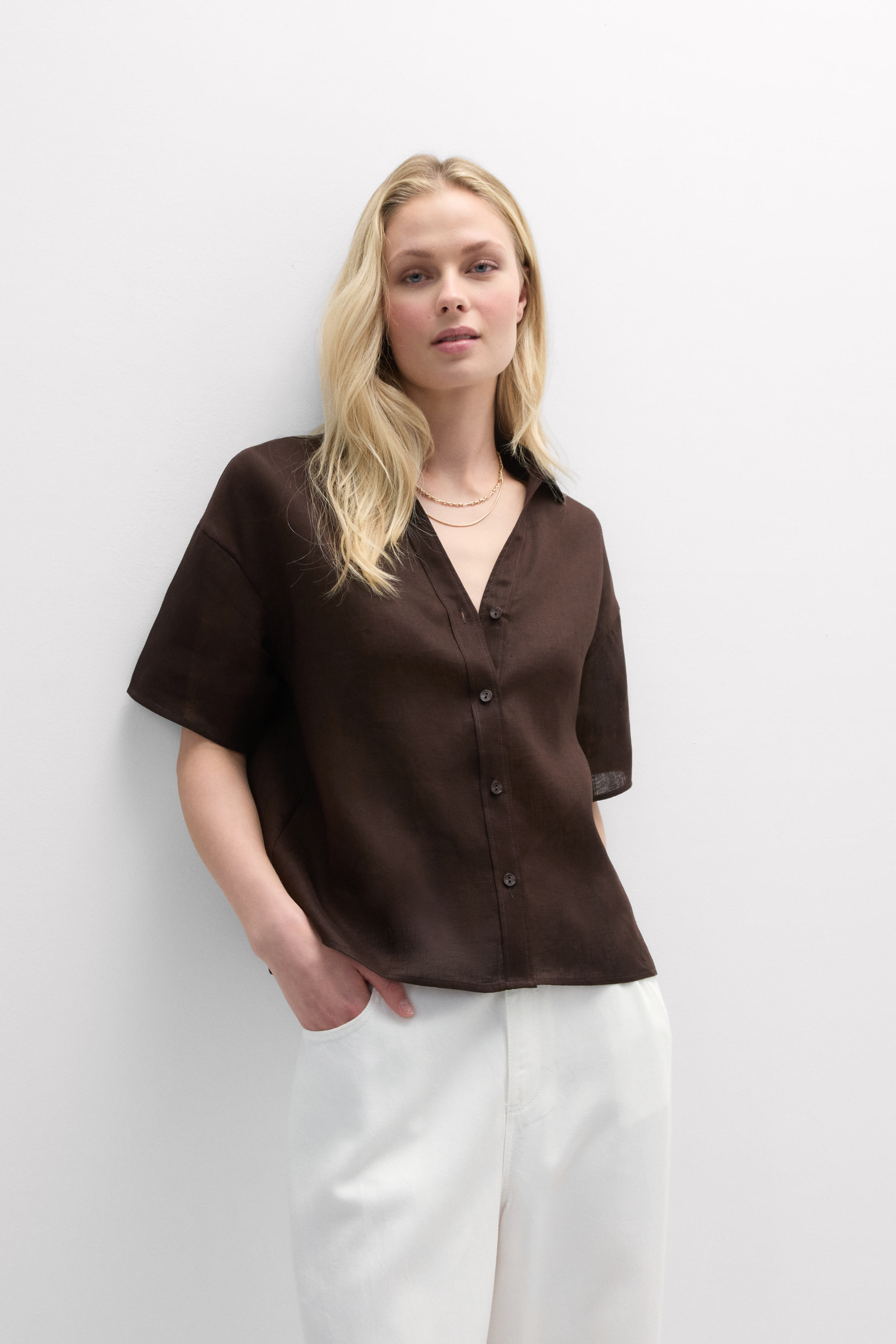 Camicia Manica Corta in Tela di Lino The Pure Linen