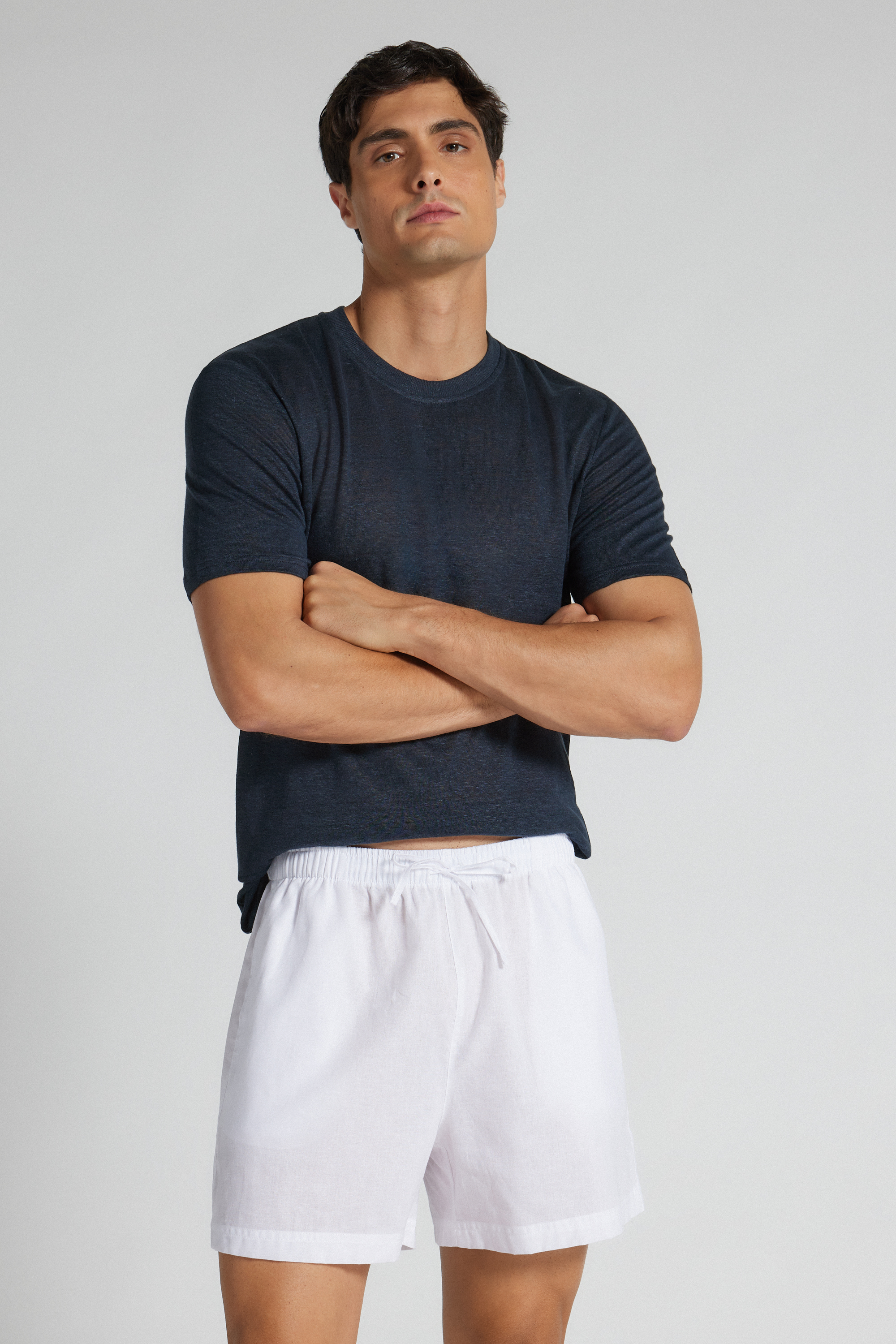 Pantaloni Corti Lino e Cotone Uomo