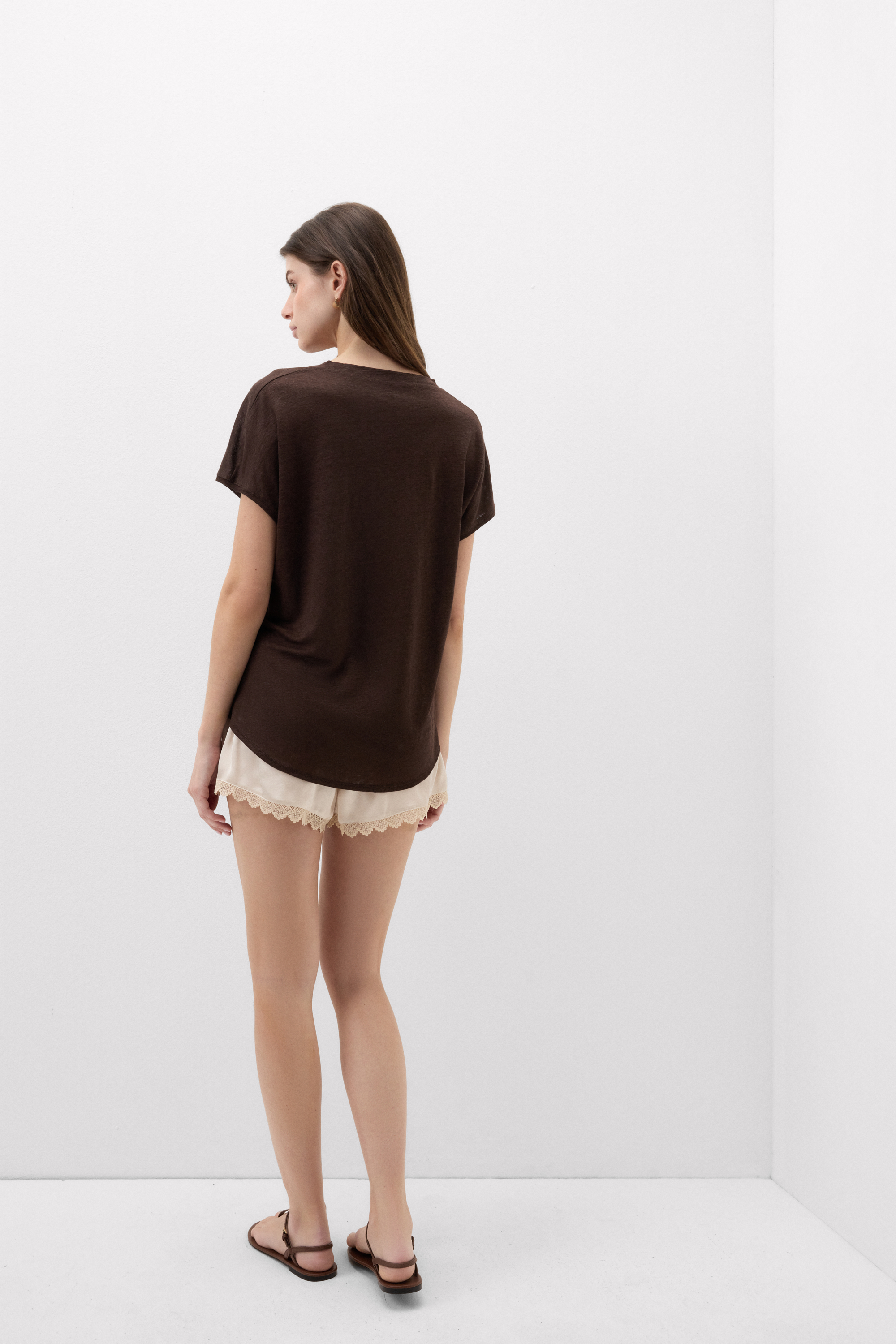 Maglia Manica Corta con Scollo a V in Lino The Pure Linen