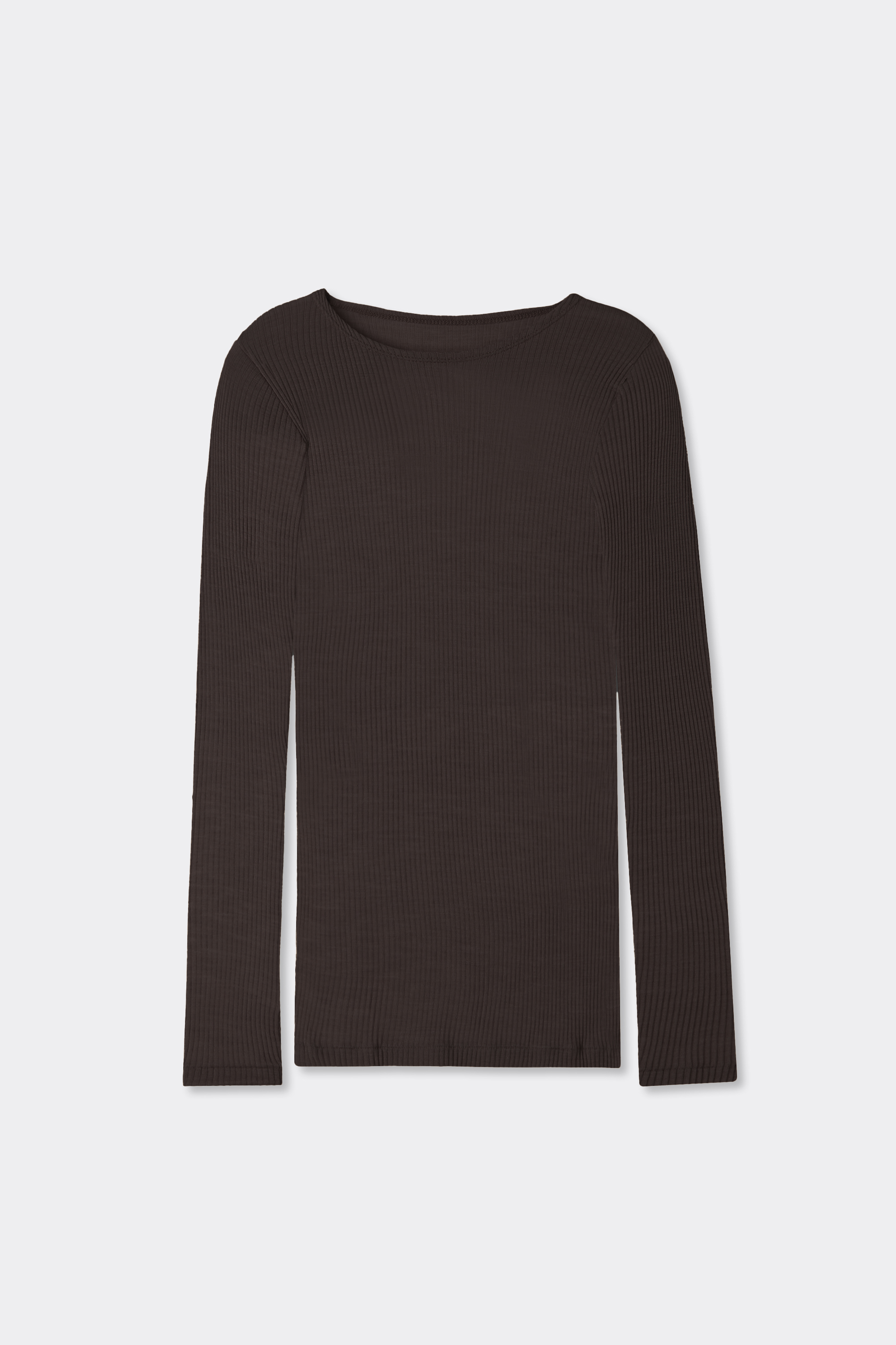 Maglia Manica Lunga a Girocollo Ampio in Lana e Seta