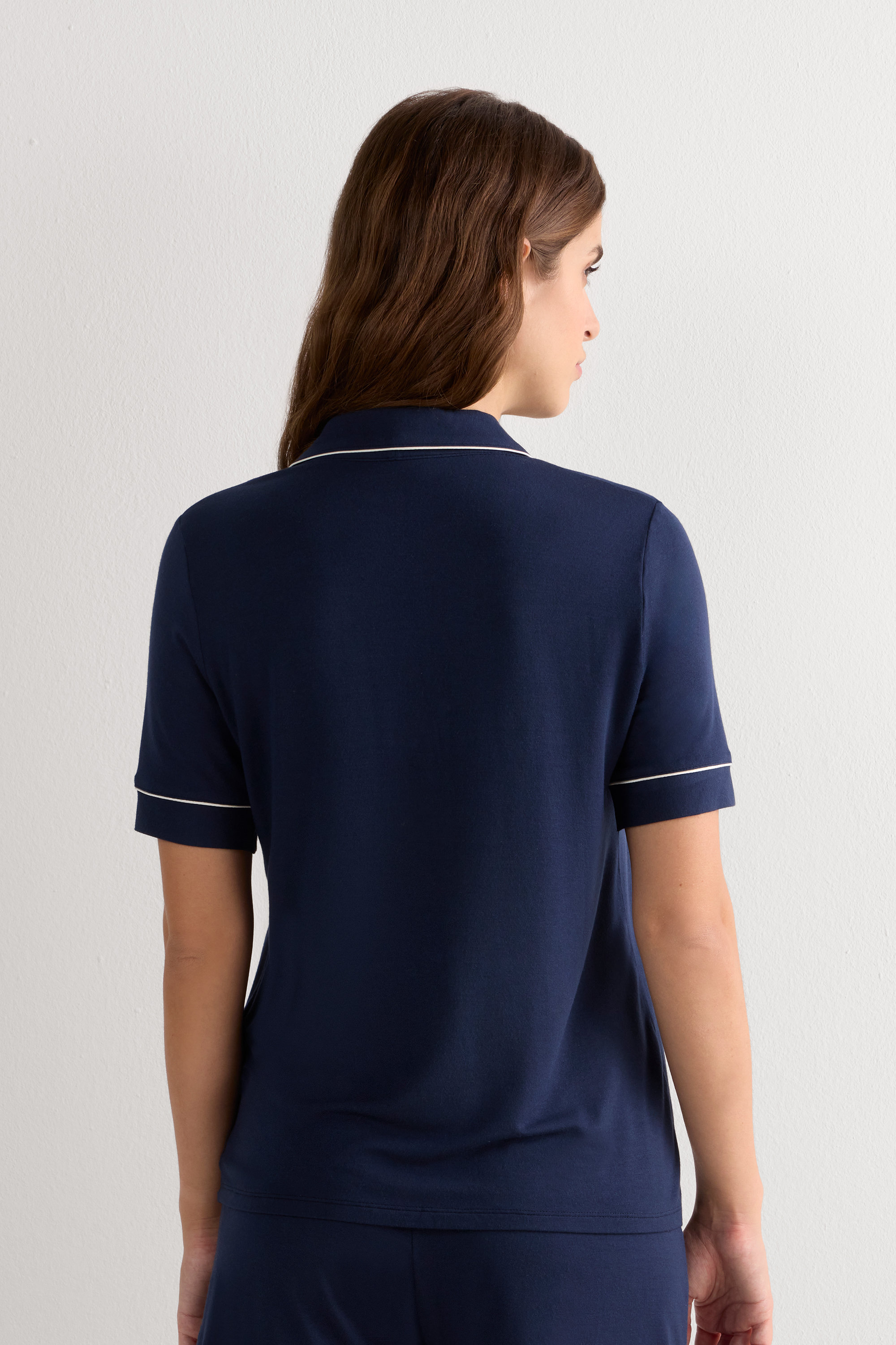Maglia Manica Corta Aperta Davanti in Modal