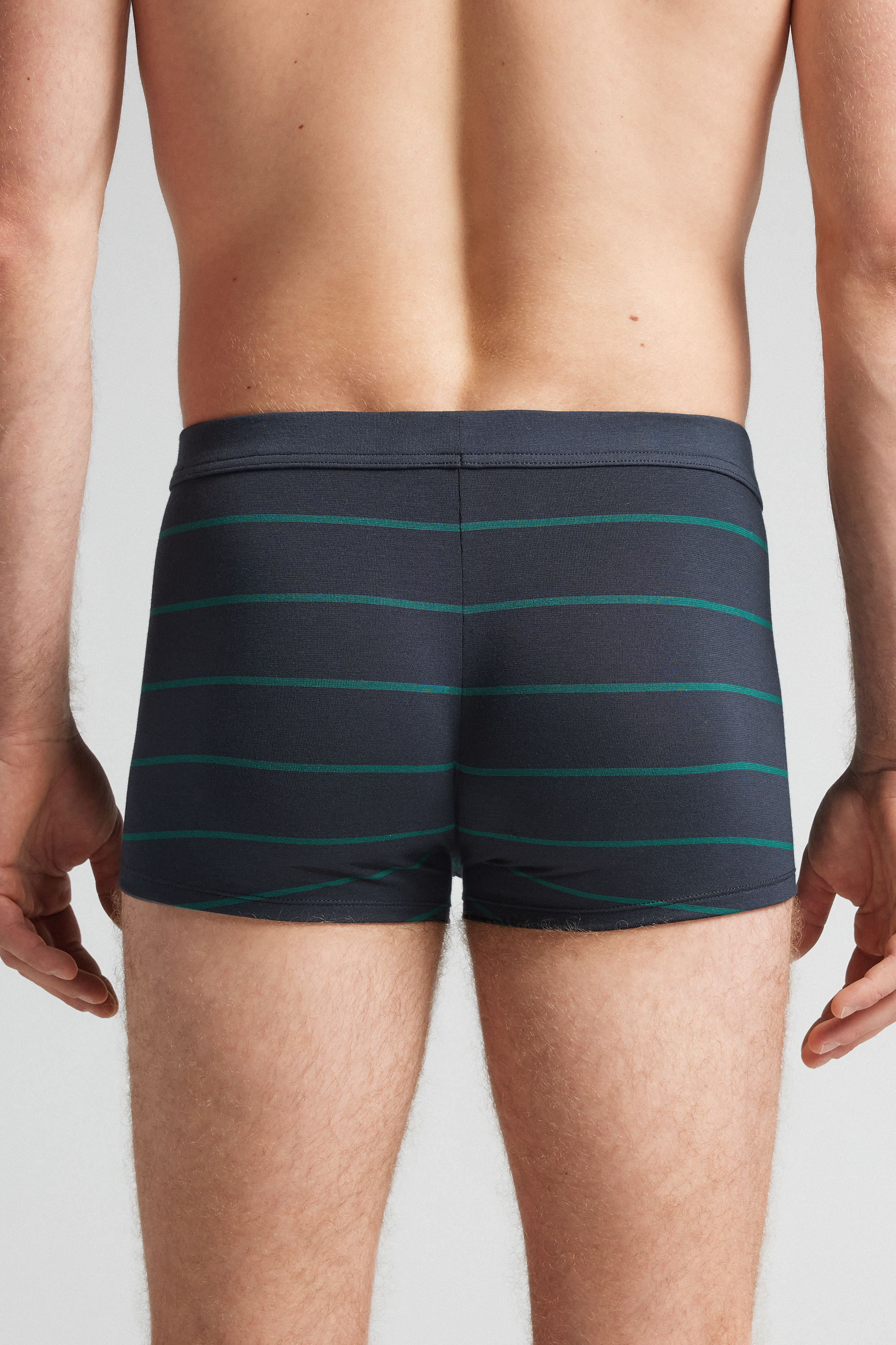 Boxer Cotone Superior Stampa Righe Blu Verde
