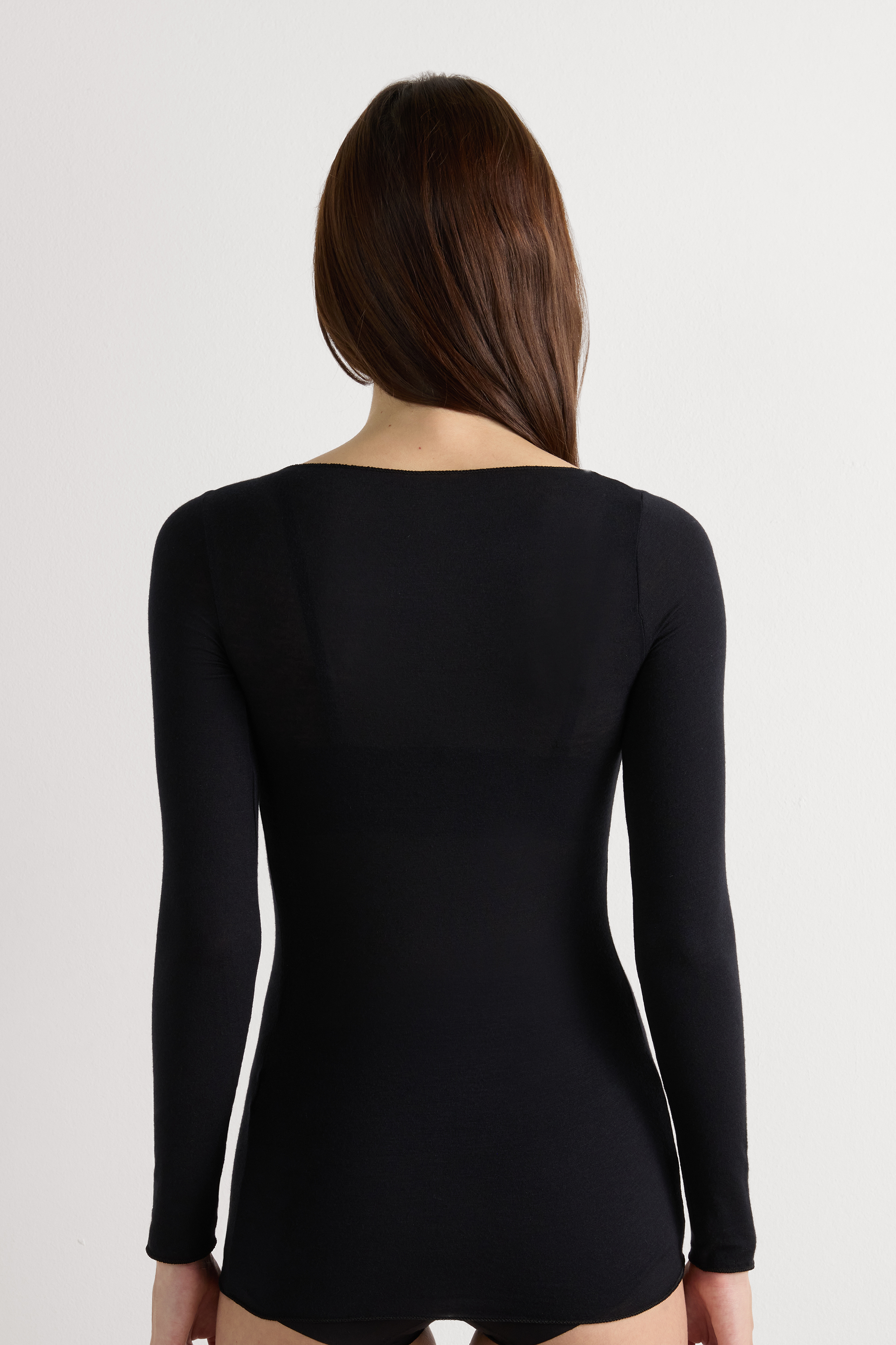 Maglia Manica Lunga Ultralight con Cashmere e Scollo a Barchetta