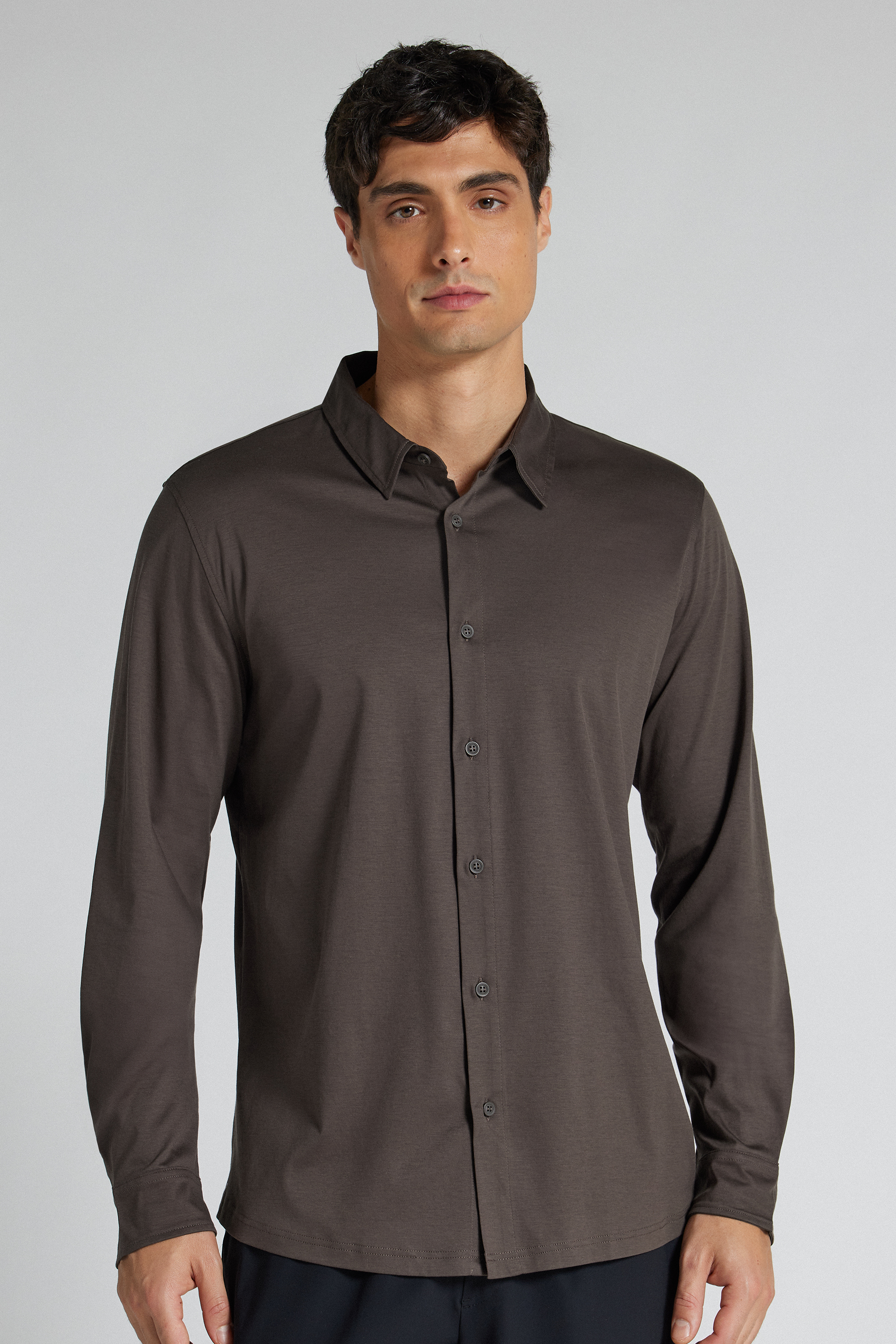 Camicia in Cotone Mercerizzato Superlight Manica Lunga filo Premium