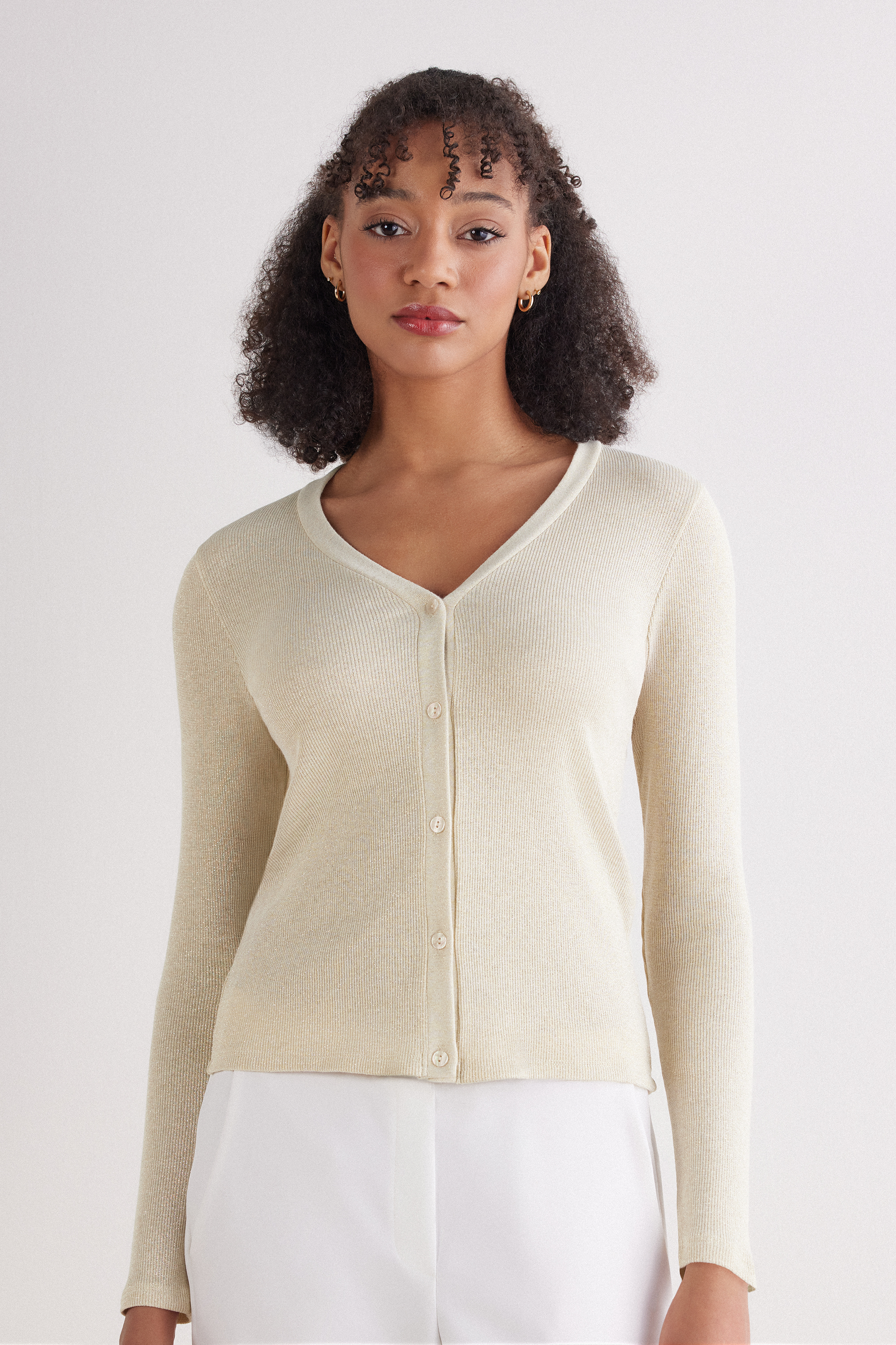 Cardigan a Costine in Cotone Lam&egrave;