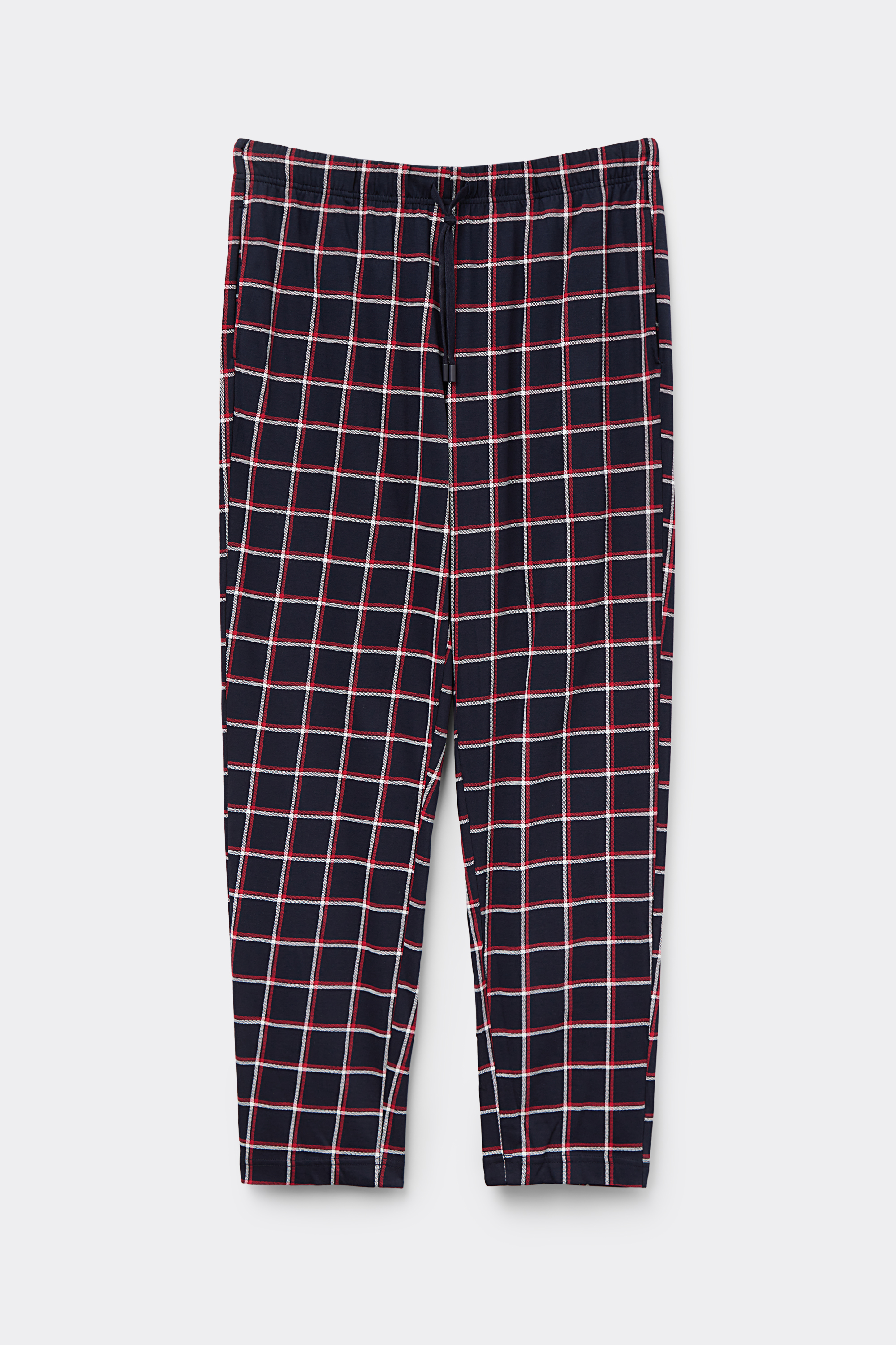 Pantaloni Lunghi in Cotone Stampa Check Blu/Bianco/Rosso