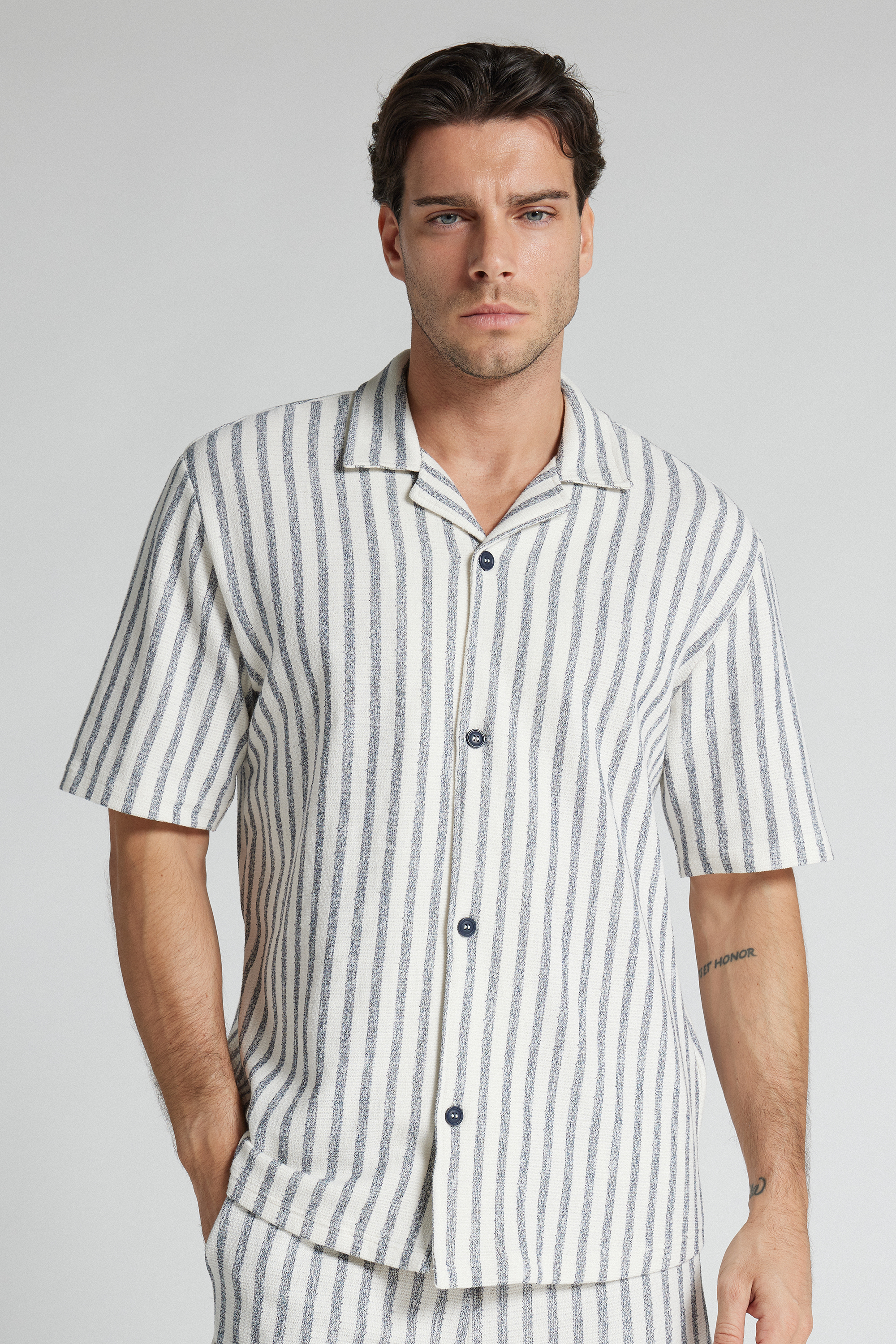 Camicia Manica Corta Bowling a Righe