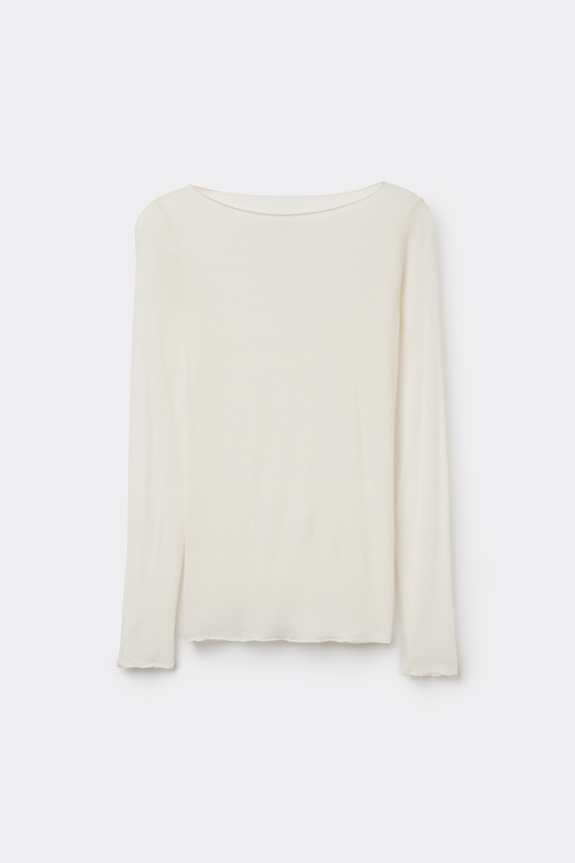 Maglia Manica Lunga Ultralight con Cashmere e Scollo a Barchetta