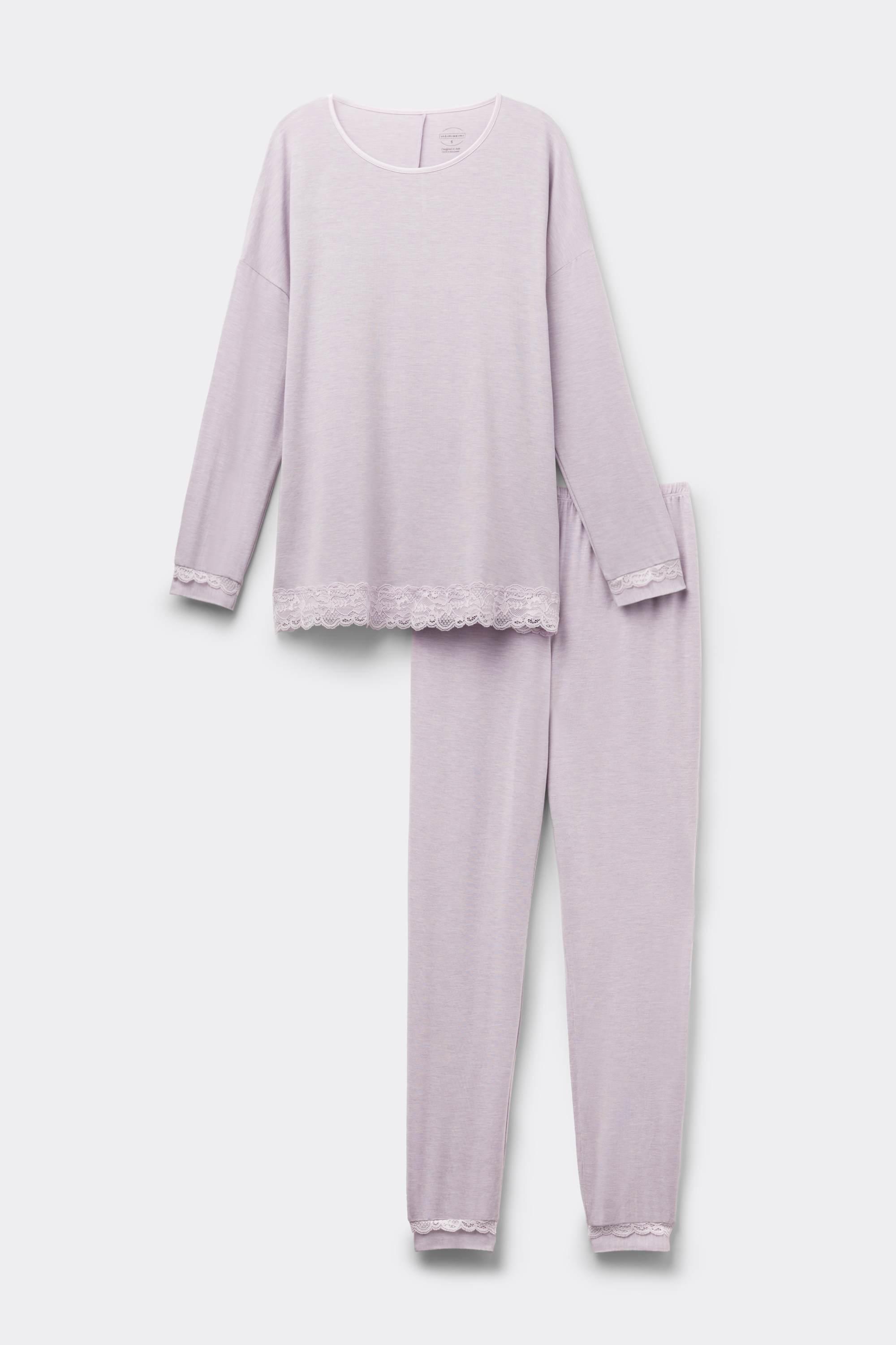Pigiama Lungo in Modal con Pizzo