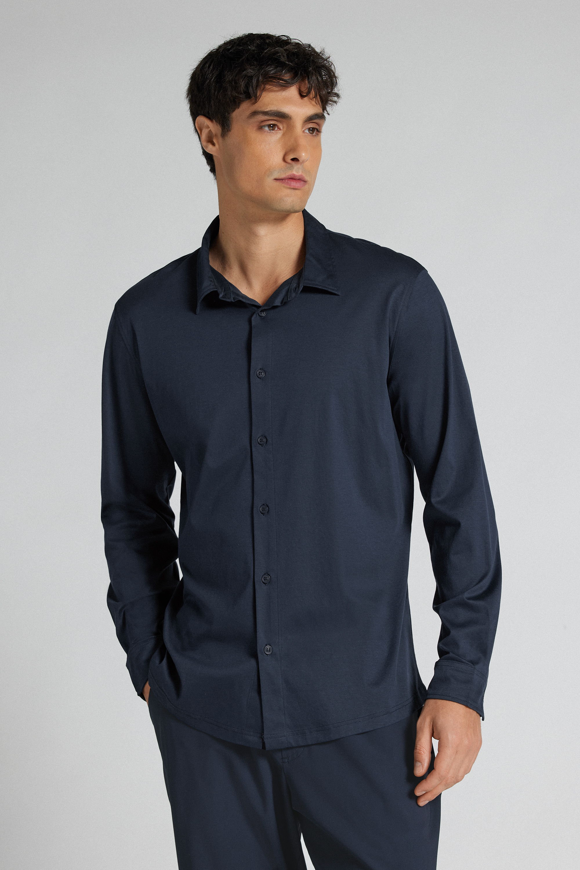 Camicia in Cotone Mercerizzato Superlight Manica Lunga filo Premium