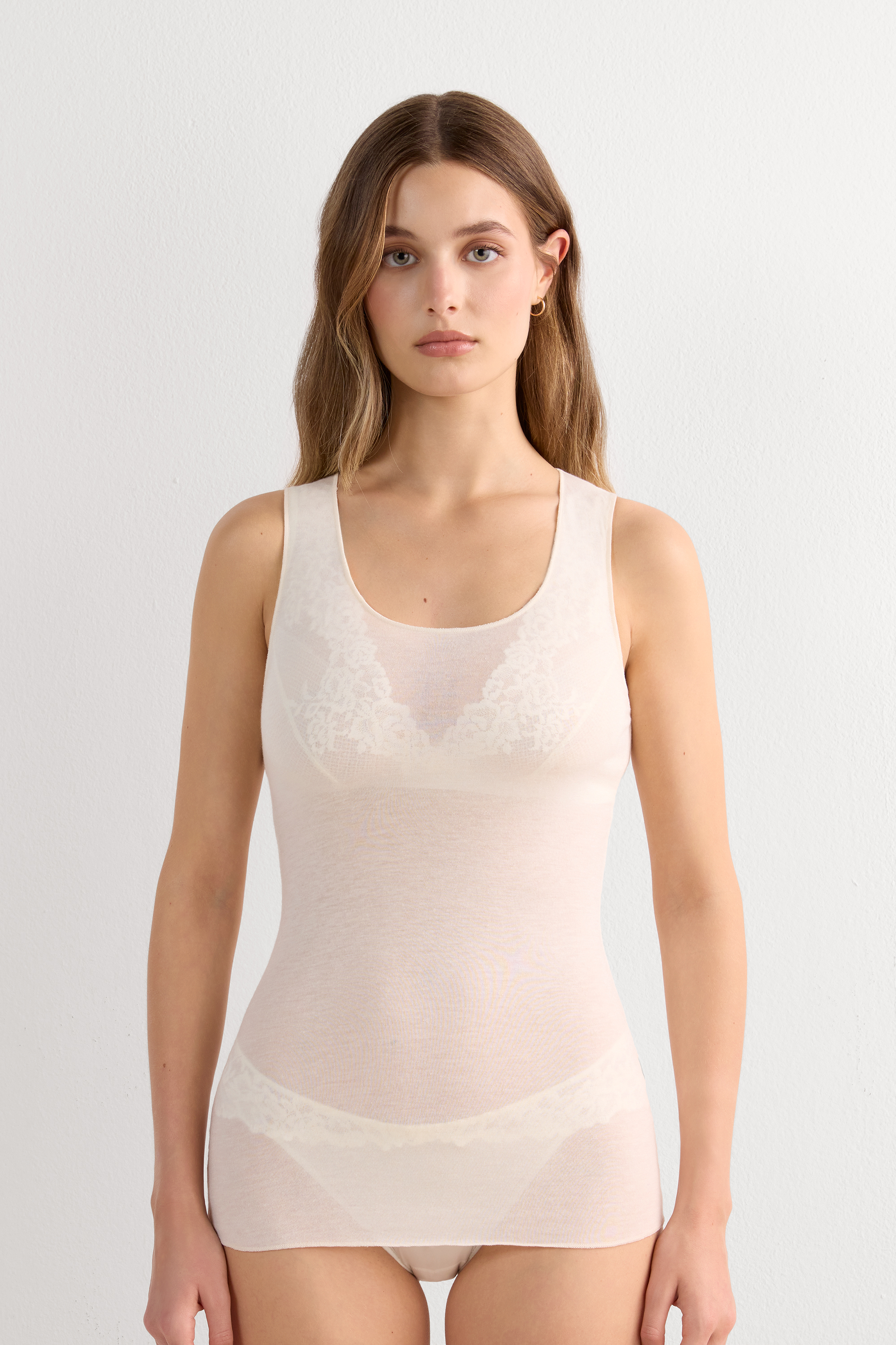 Canotta Spalla Larga in Modal Ultralight con Cashmere