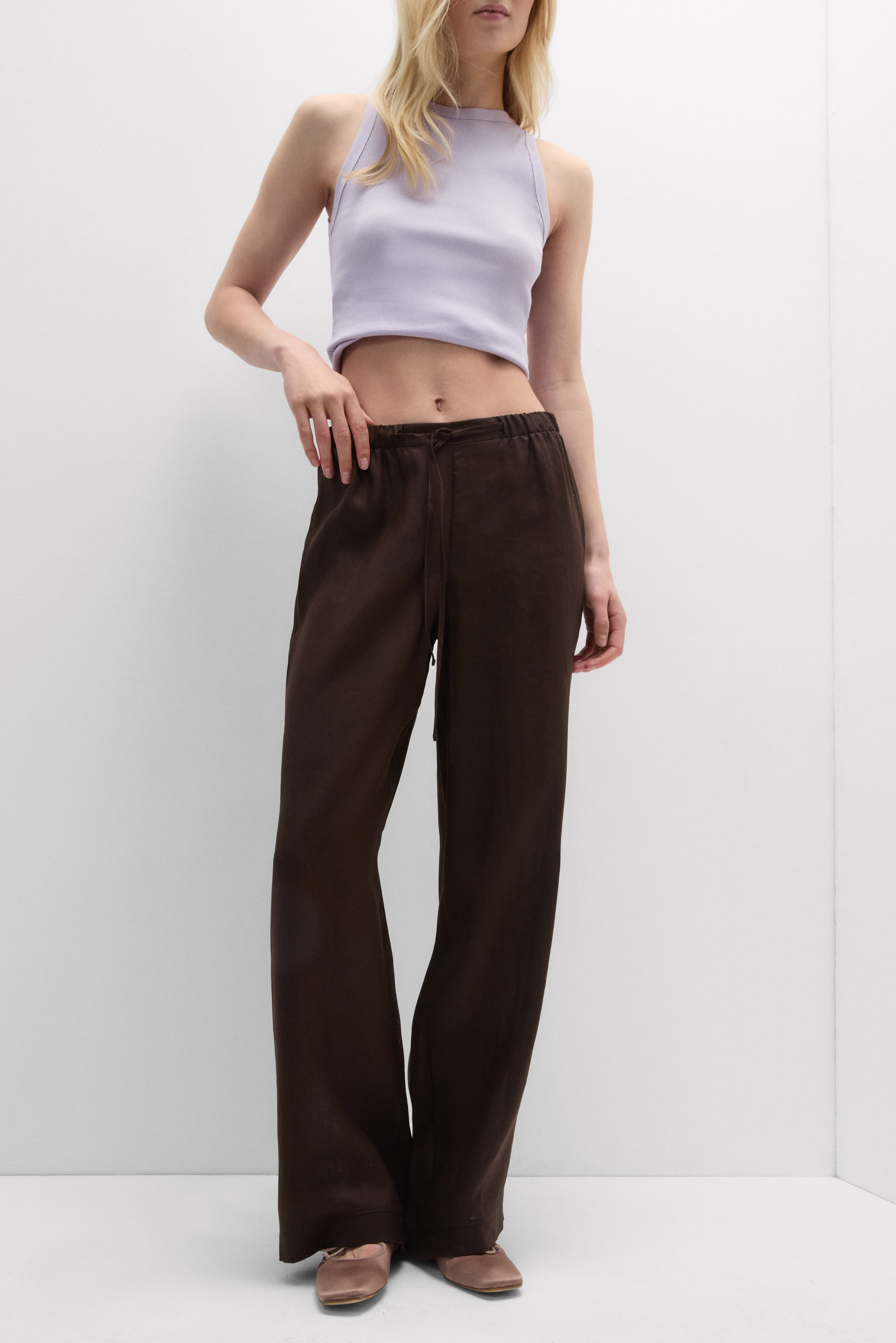 Pantalone Lungo con Coulisse in Tela di Lino The Pure Linen