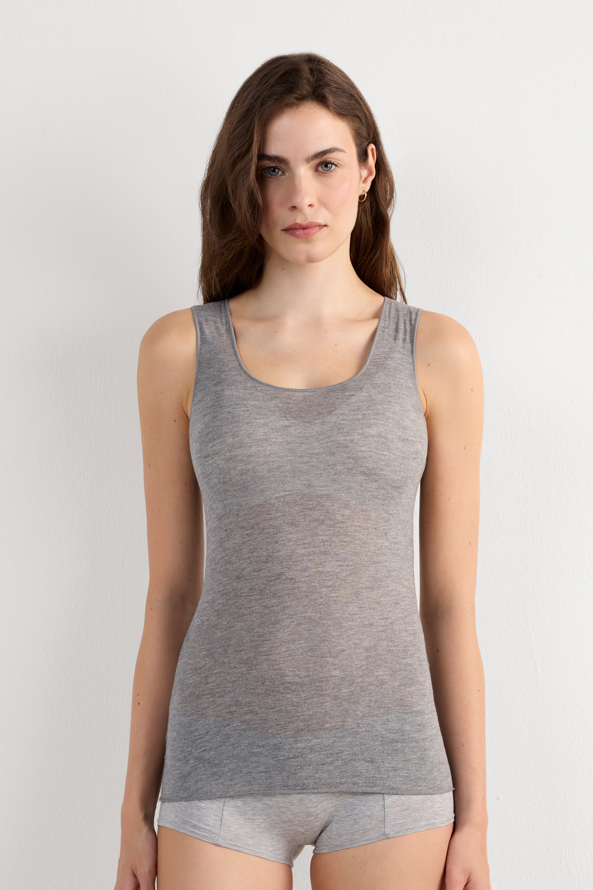 Canotta Spalla Larga in Modal Ultralight con Cashmere