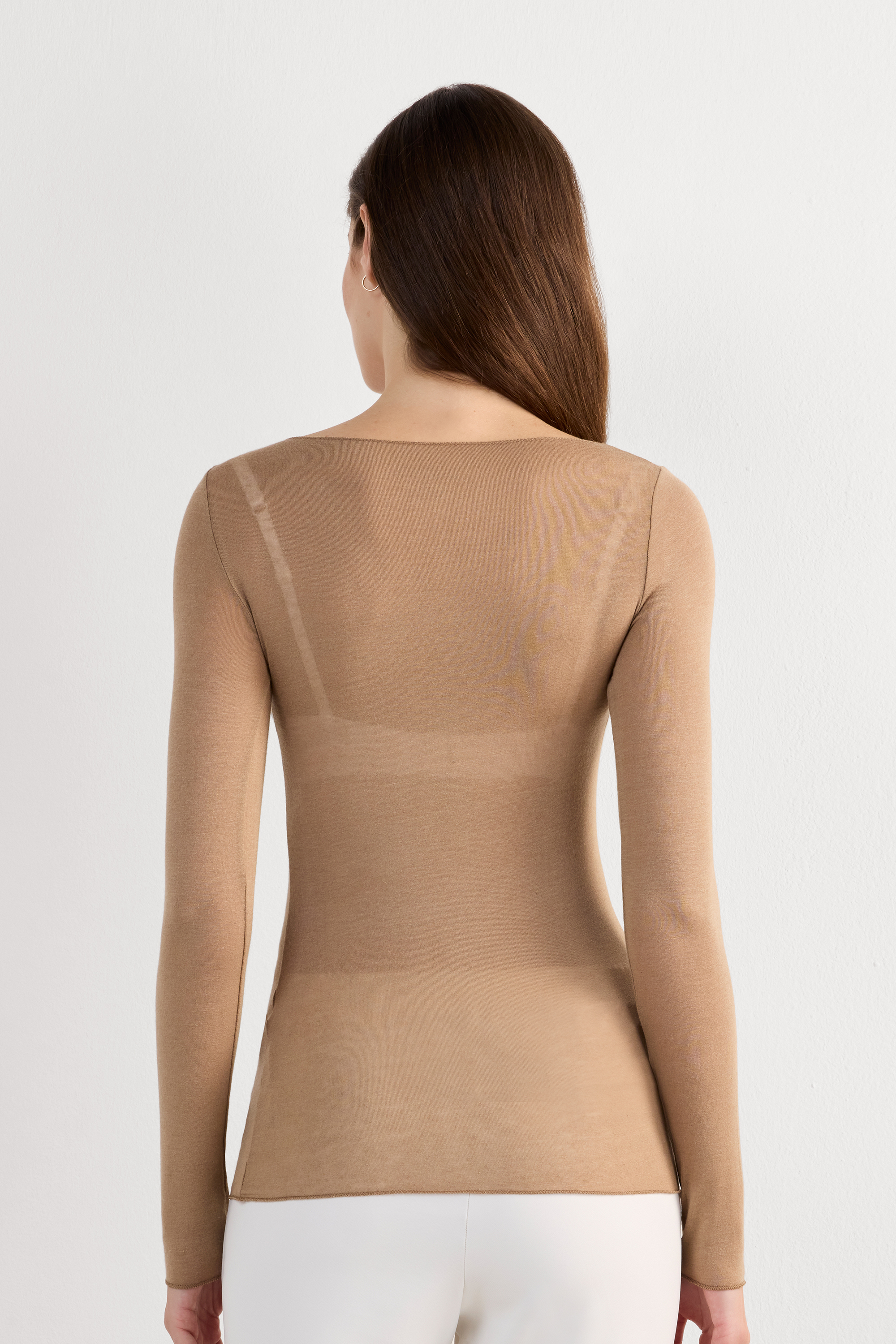 Maglia Manica Lunga Ultralight con Cashmere e Scollo a Barchetta