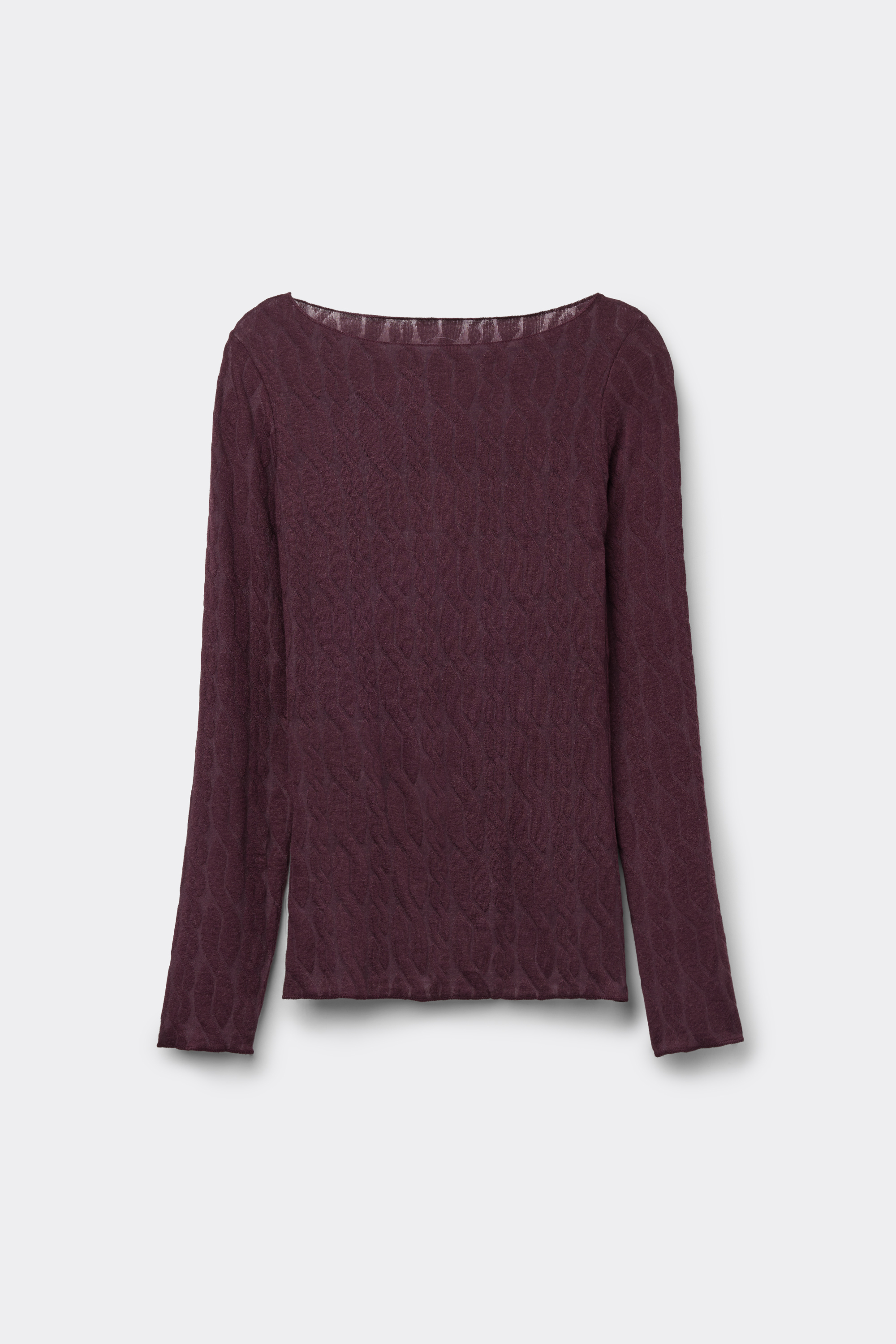 Maglia Scollo a Barchetta Treccia in Ultralight con Cashmere