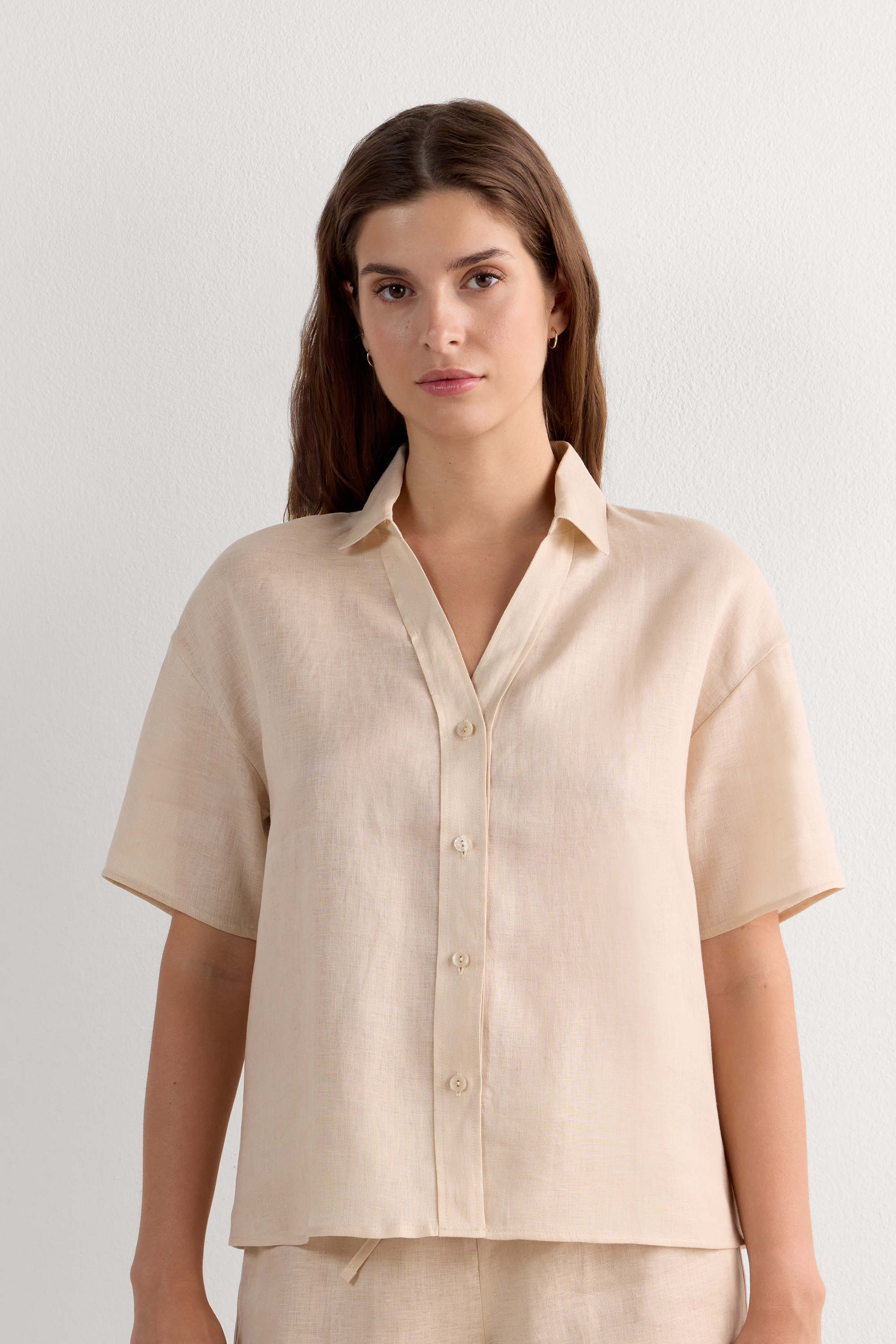 Camicia Manica Corta in Tela di Lino The Pure Linen